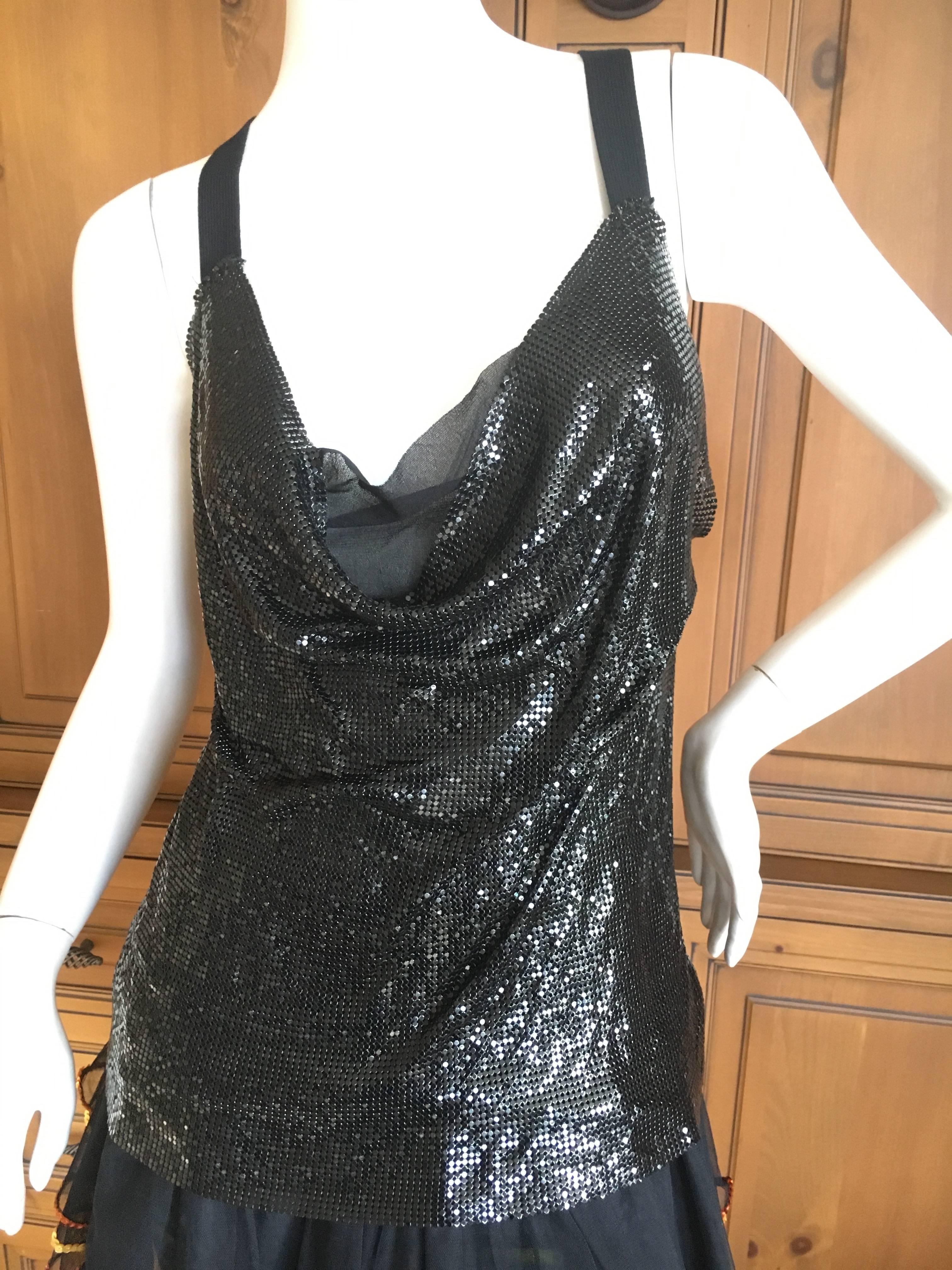 Jean Paul Gaultier Vintage 90's Draped Black Metal Mesh Evening Tank Top For Sale 1