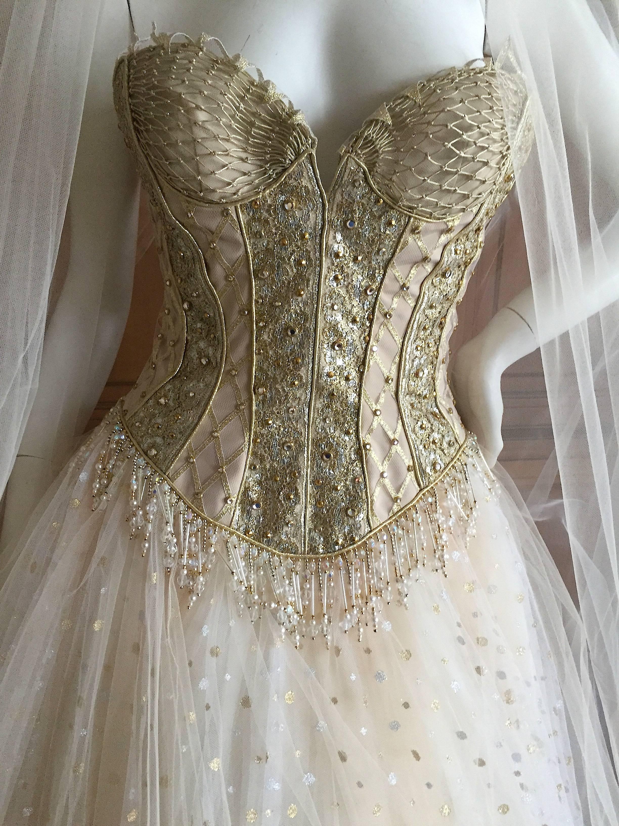 Bob Mackie Beaded Bustier Ballerina / Wedding Dress 2