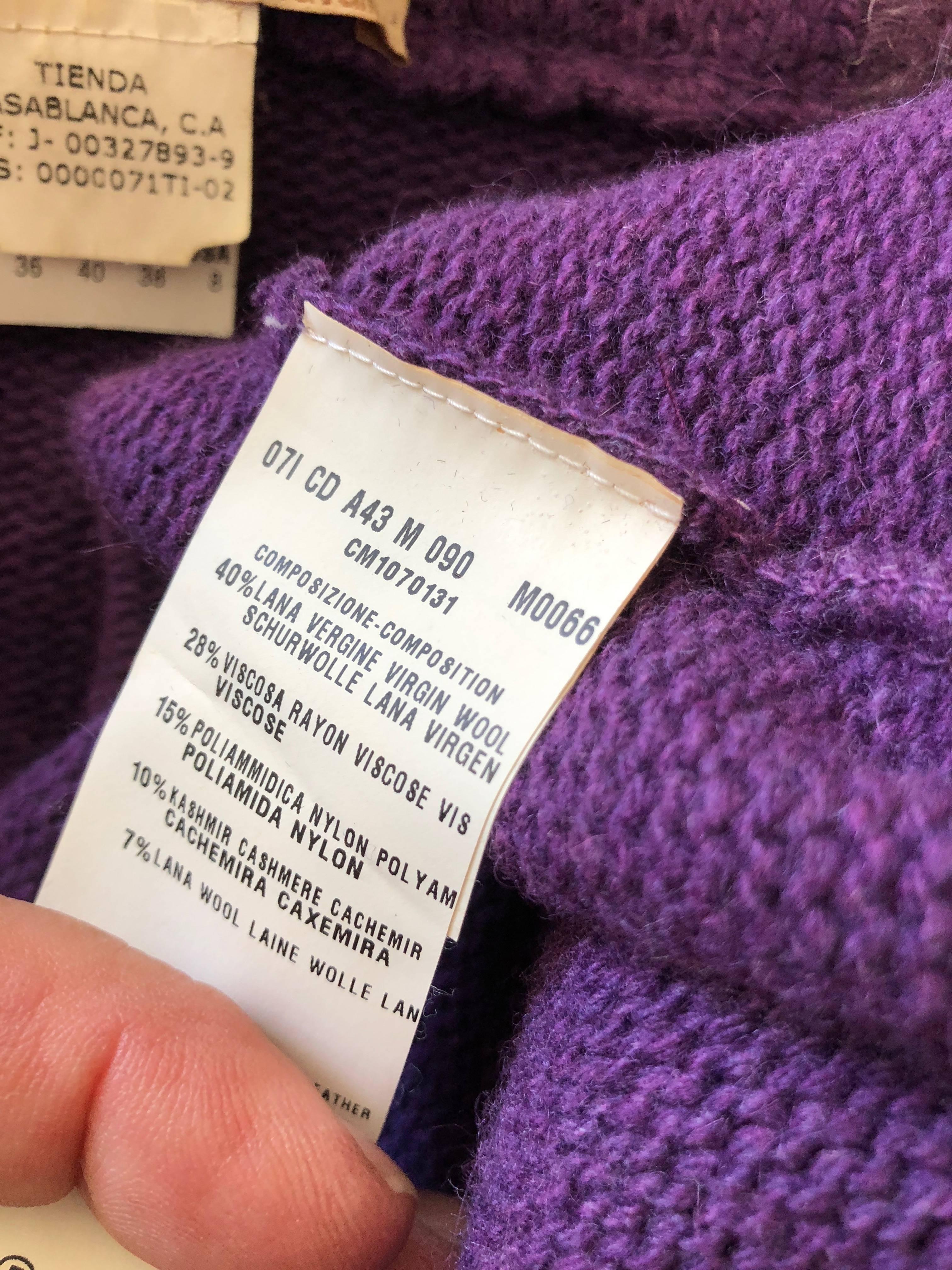 Just Cavalli Luxurious Purple Sweater with Genuine Fur Trim For Sale 5