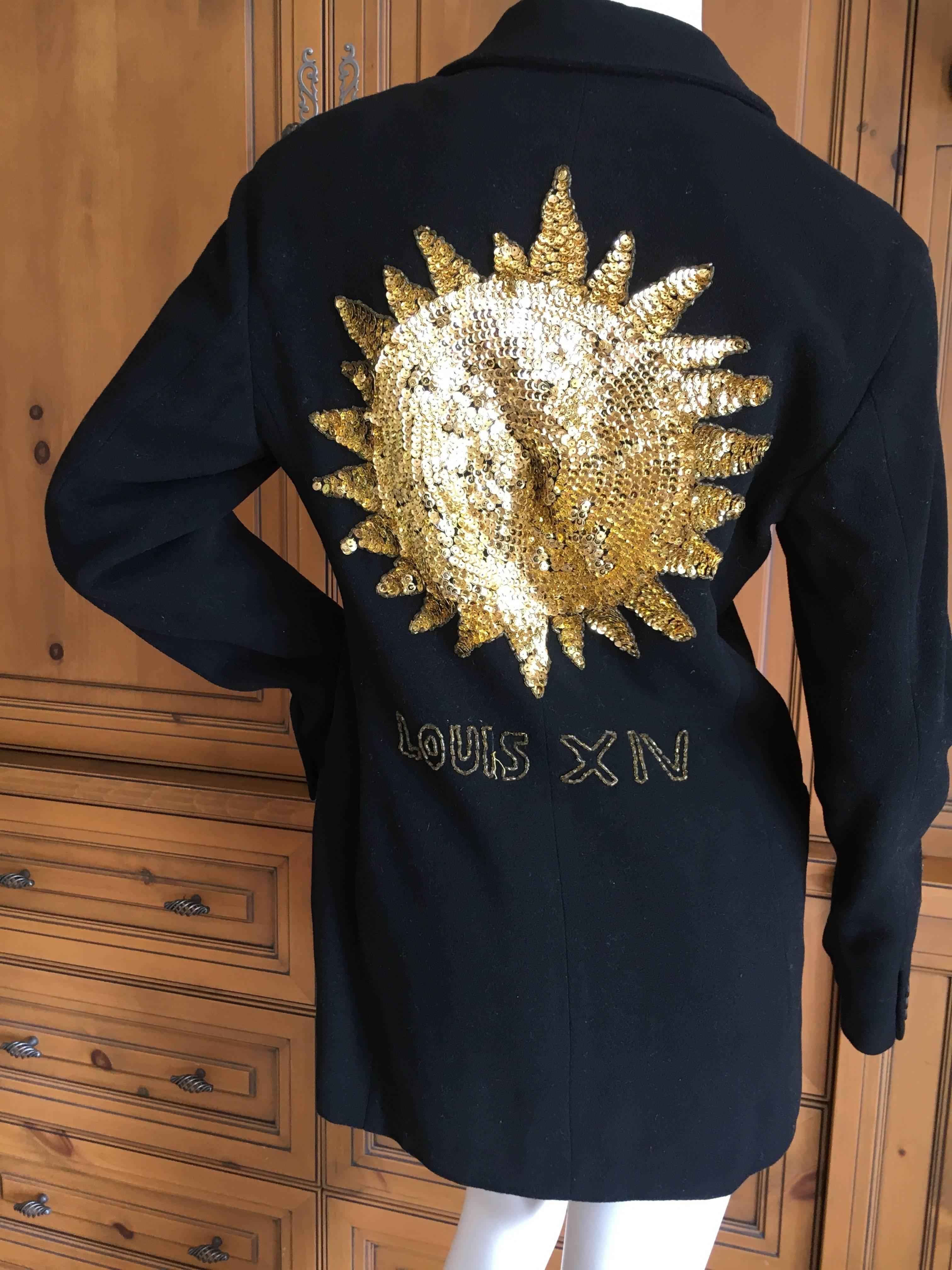 Women's Dolce & Gabbana 1980's Sun King Le Roi Sequin Beaded Black Jacket For Sale
