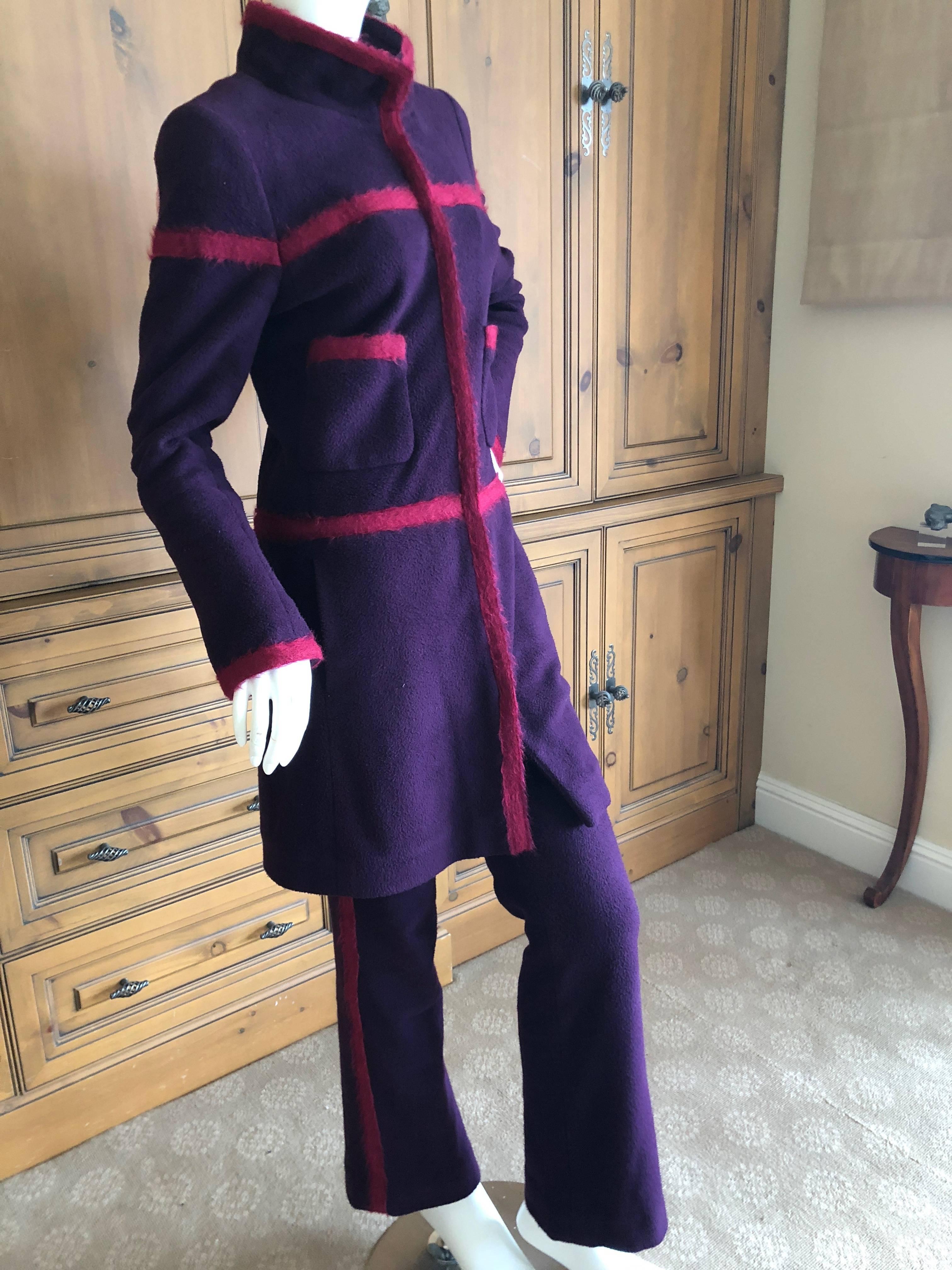 Wonderful purple cotton fleece pant suit from Chanel circa Autumn 2000.
Size 36 
Jacket
Bust 36