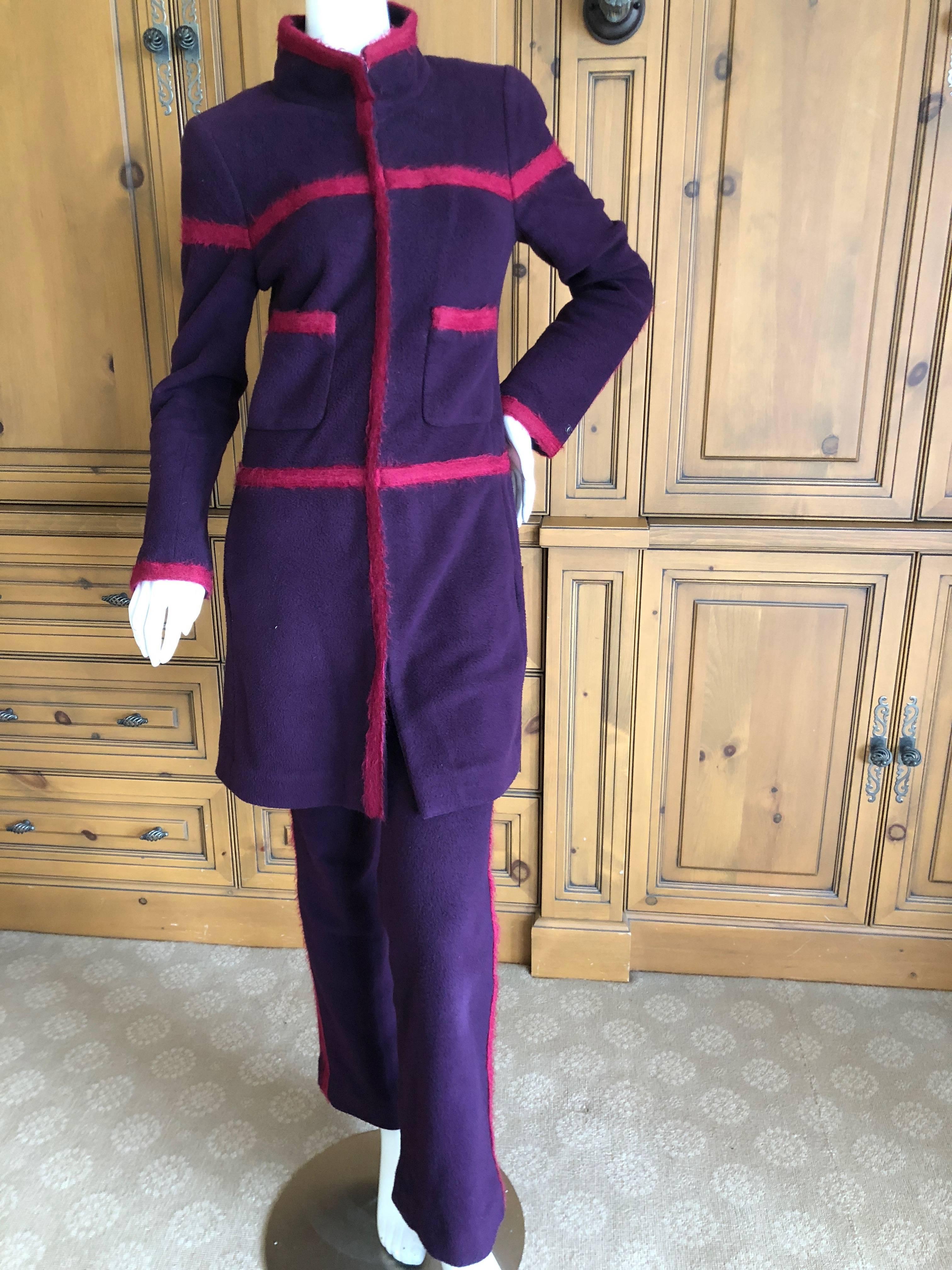 Chanel Purple Fleece Pant Suit, Autumn 2000   In Excellent Condition For Sale In Cloverdale, CA