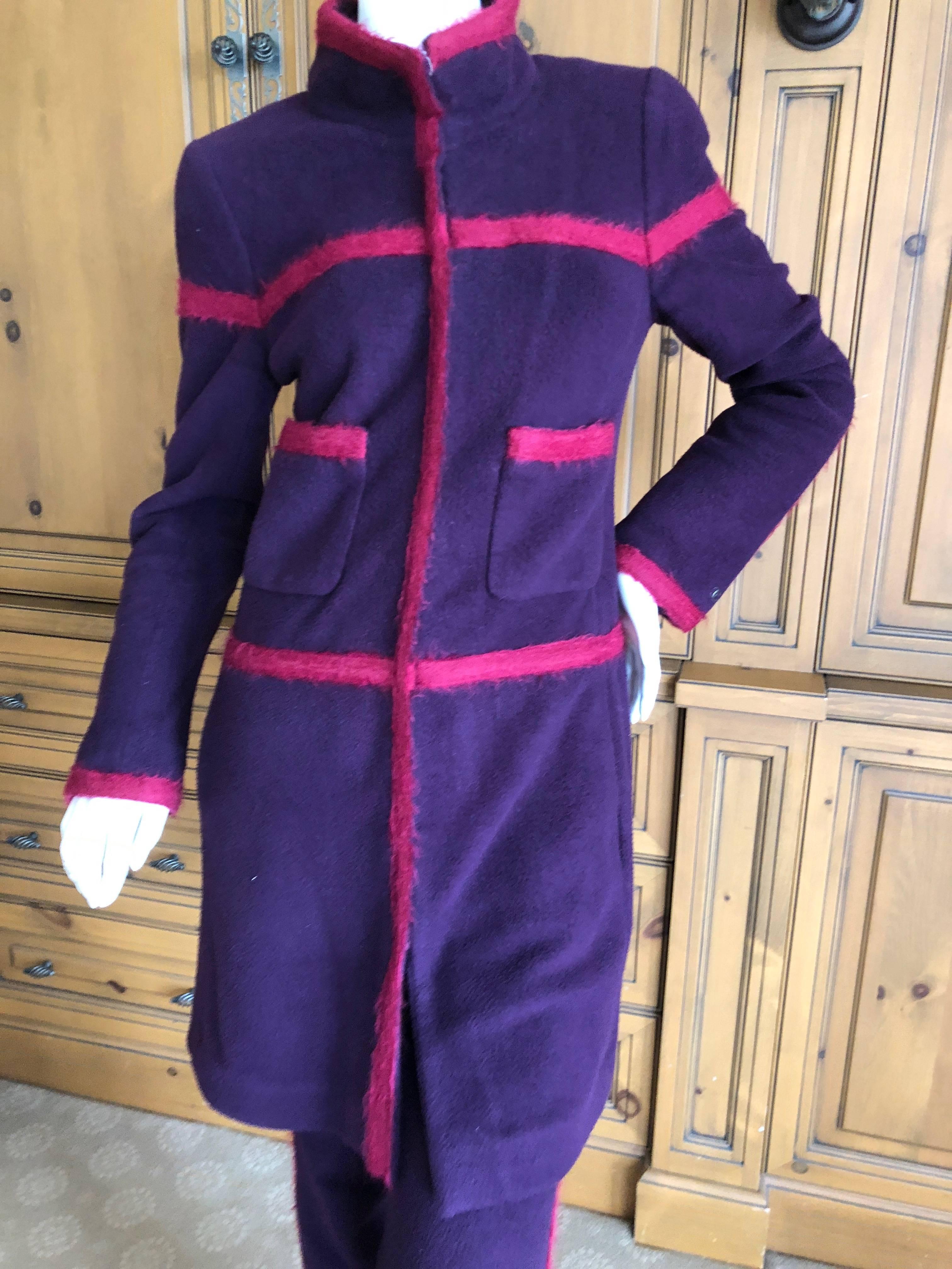 Women's Chanel Purple Fleece Pant Suit, Autumn 2000   For Sale