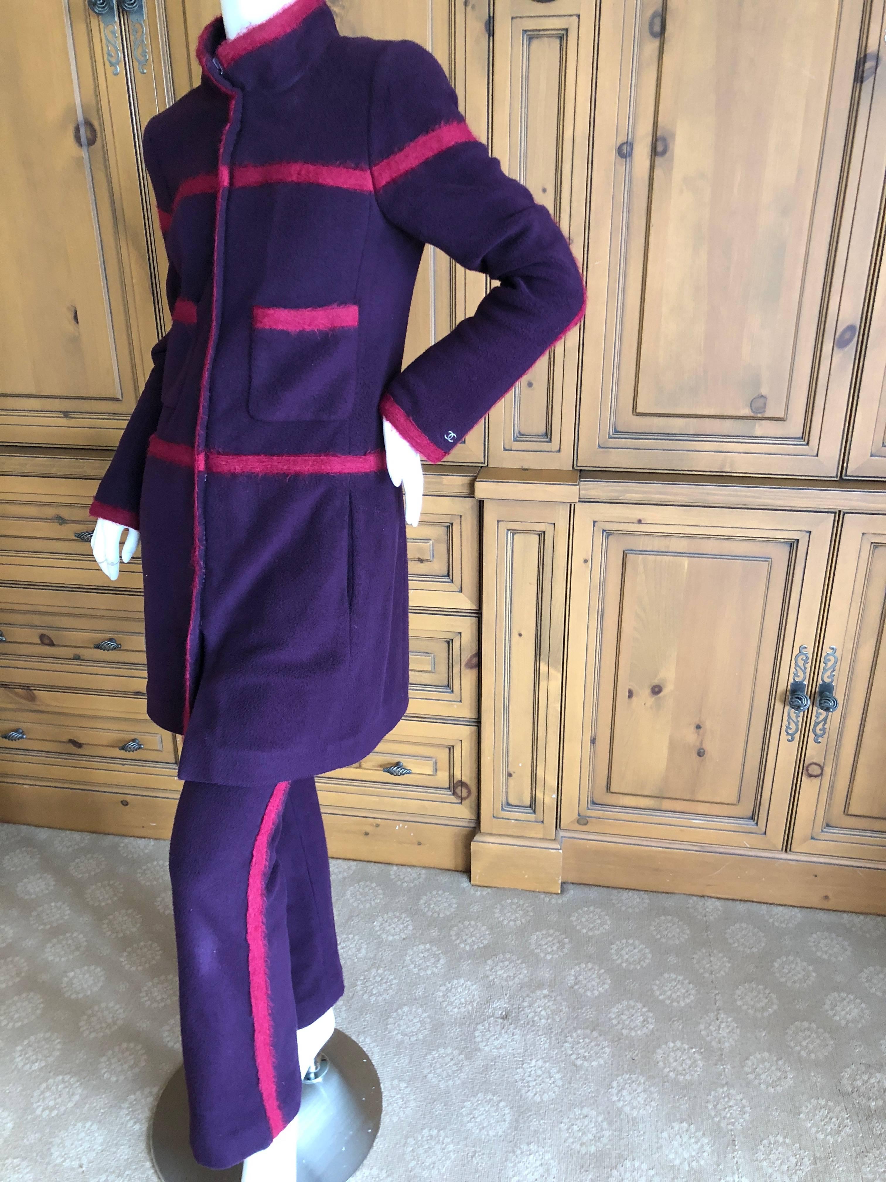 Chanel Purple Fleece Pant Suit, Autumn 2000   For Sale 4