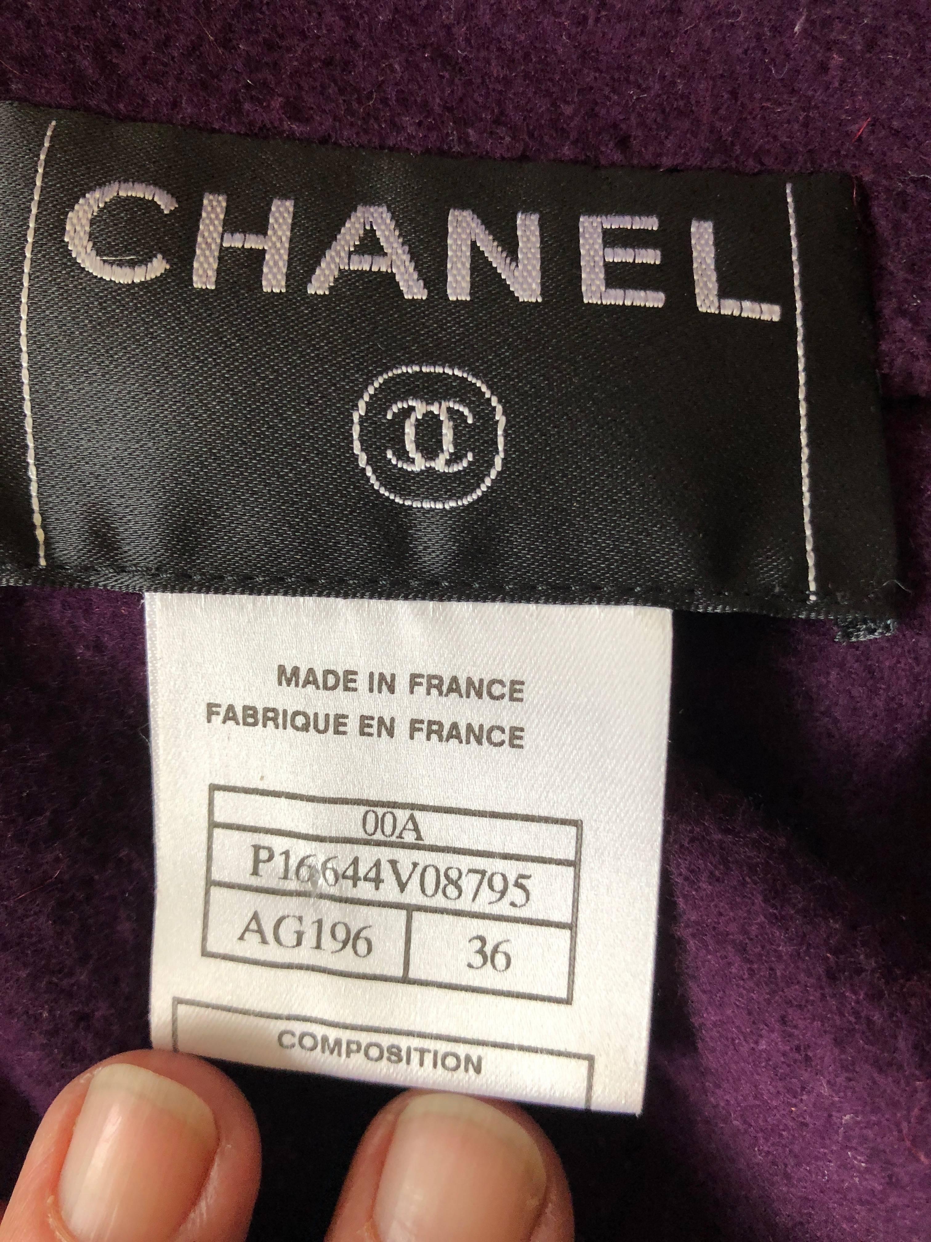 Chanel Purple Fleece Pant Suit, Autumn 2000   For Sale 8