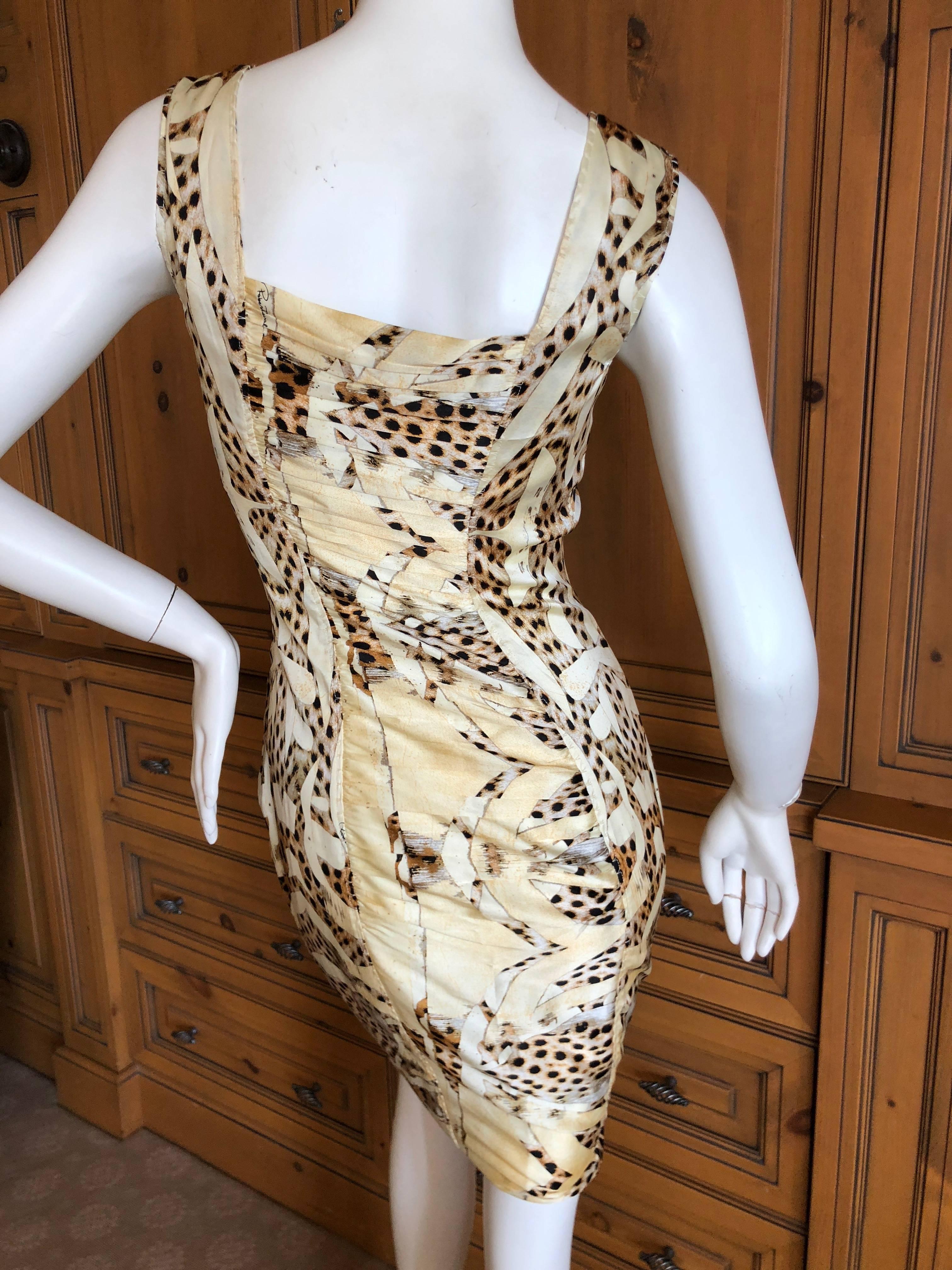 Women's Roberto Cavalli Vintage Ruched Silk Leopard Print Dress For Sale