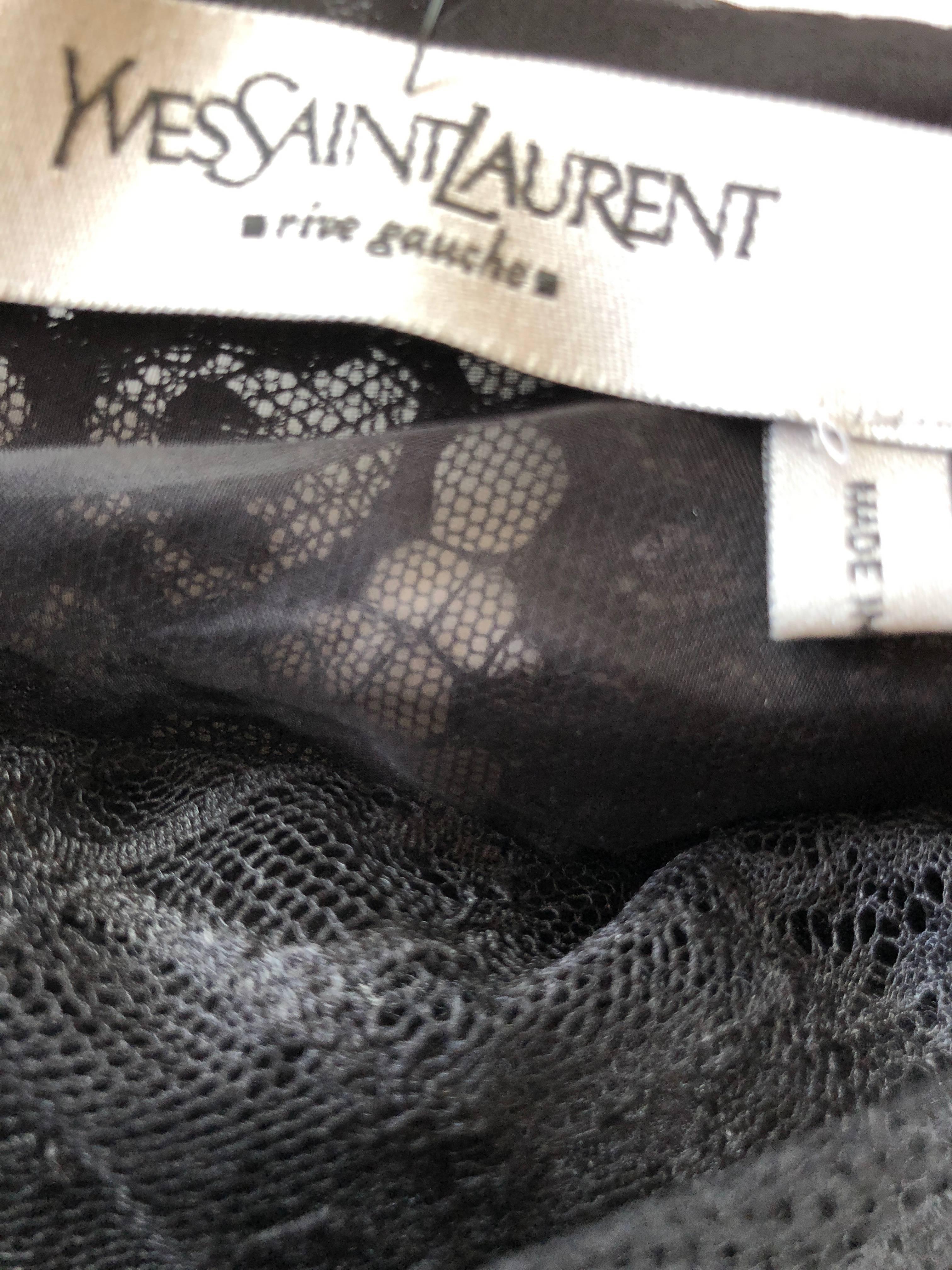 Yves Saint Laurent by Tom Ford Black Lace Cocktail Dress with Scarf Ties For Sale 7