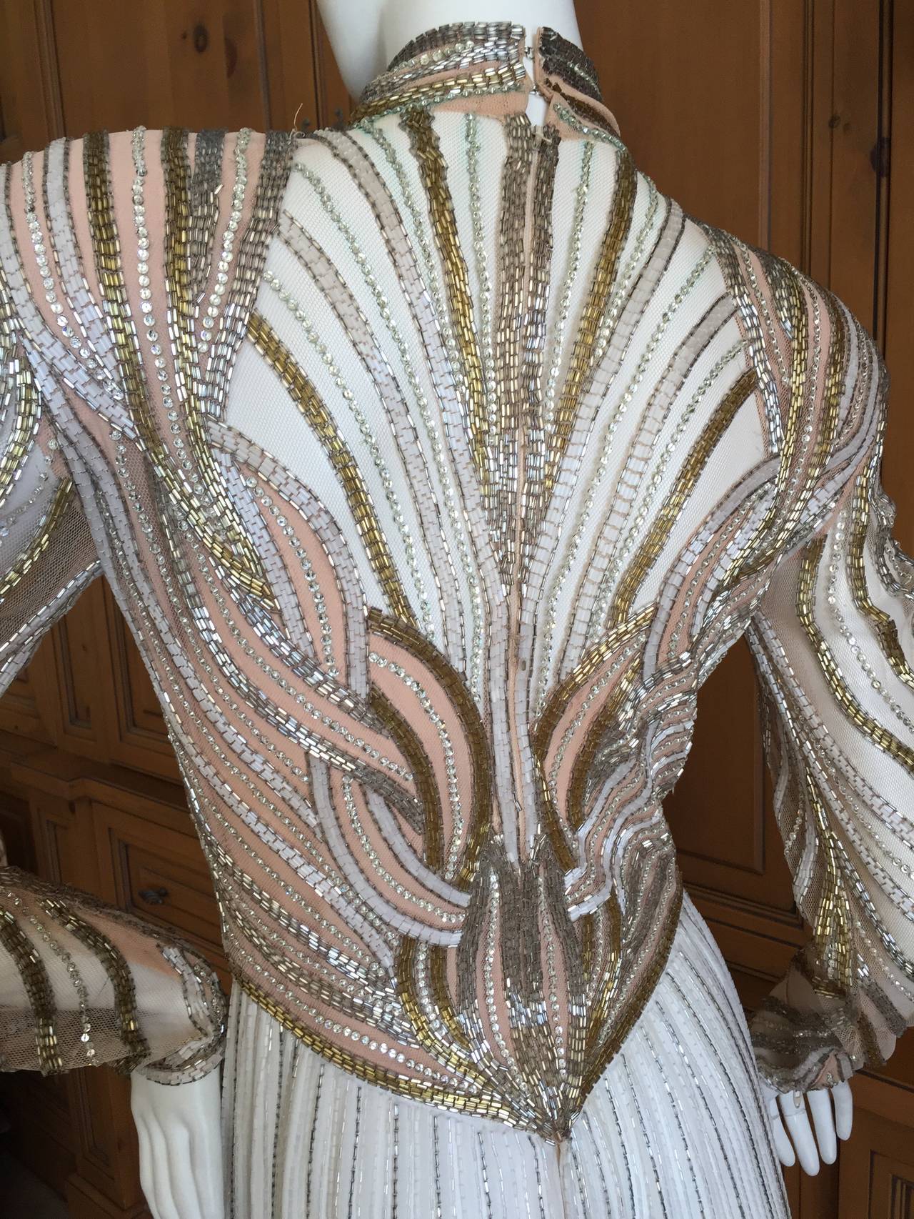 Bob Mackie Sheer Illusion Beaded Gown, 1970s  In Excellent Condition In Cloverdale, CA