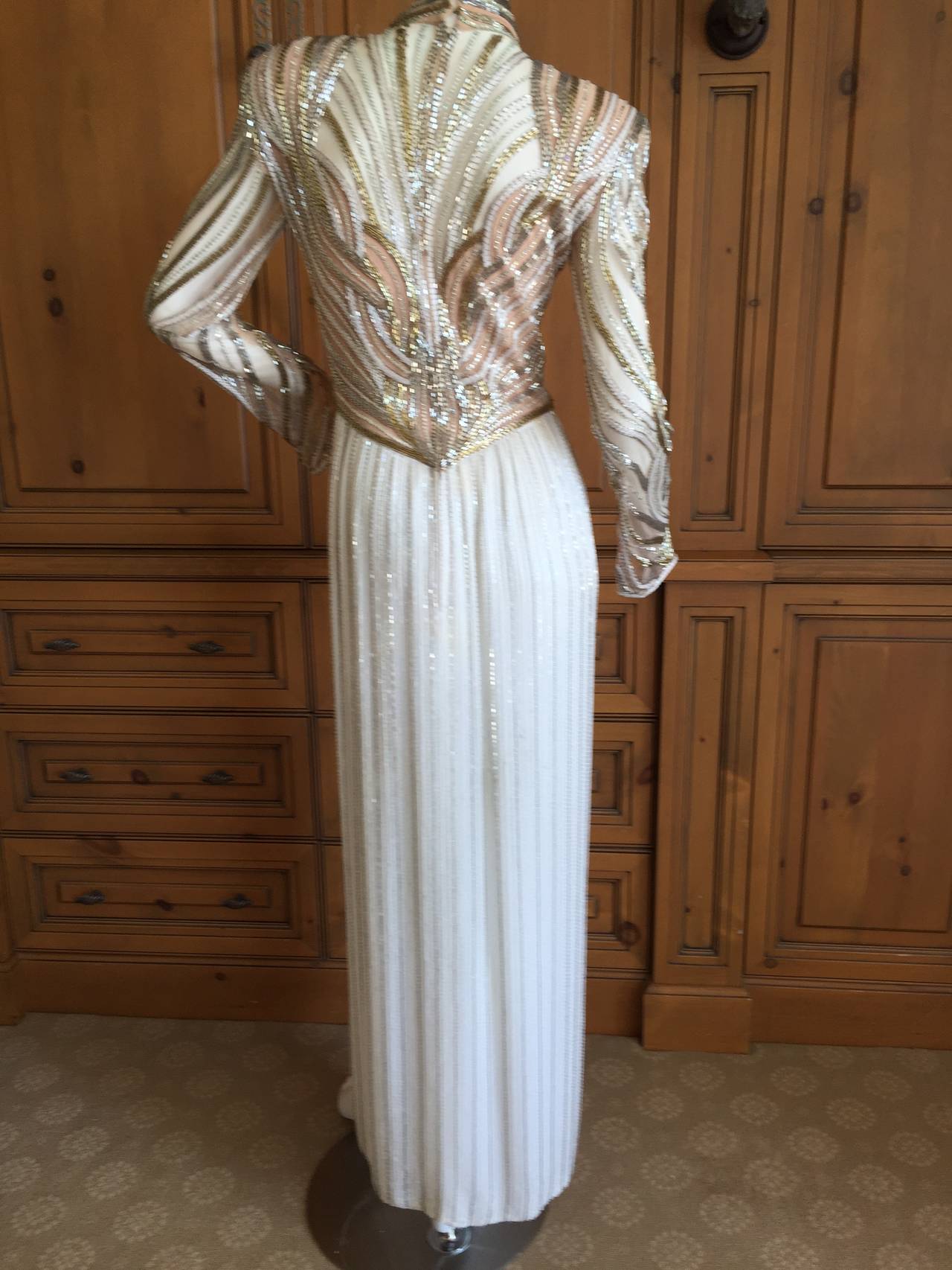 Bob Mackie Sheer Illusion Beaded Gown, 1970s  2