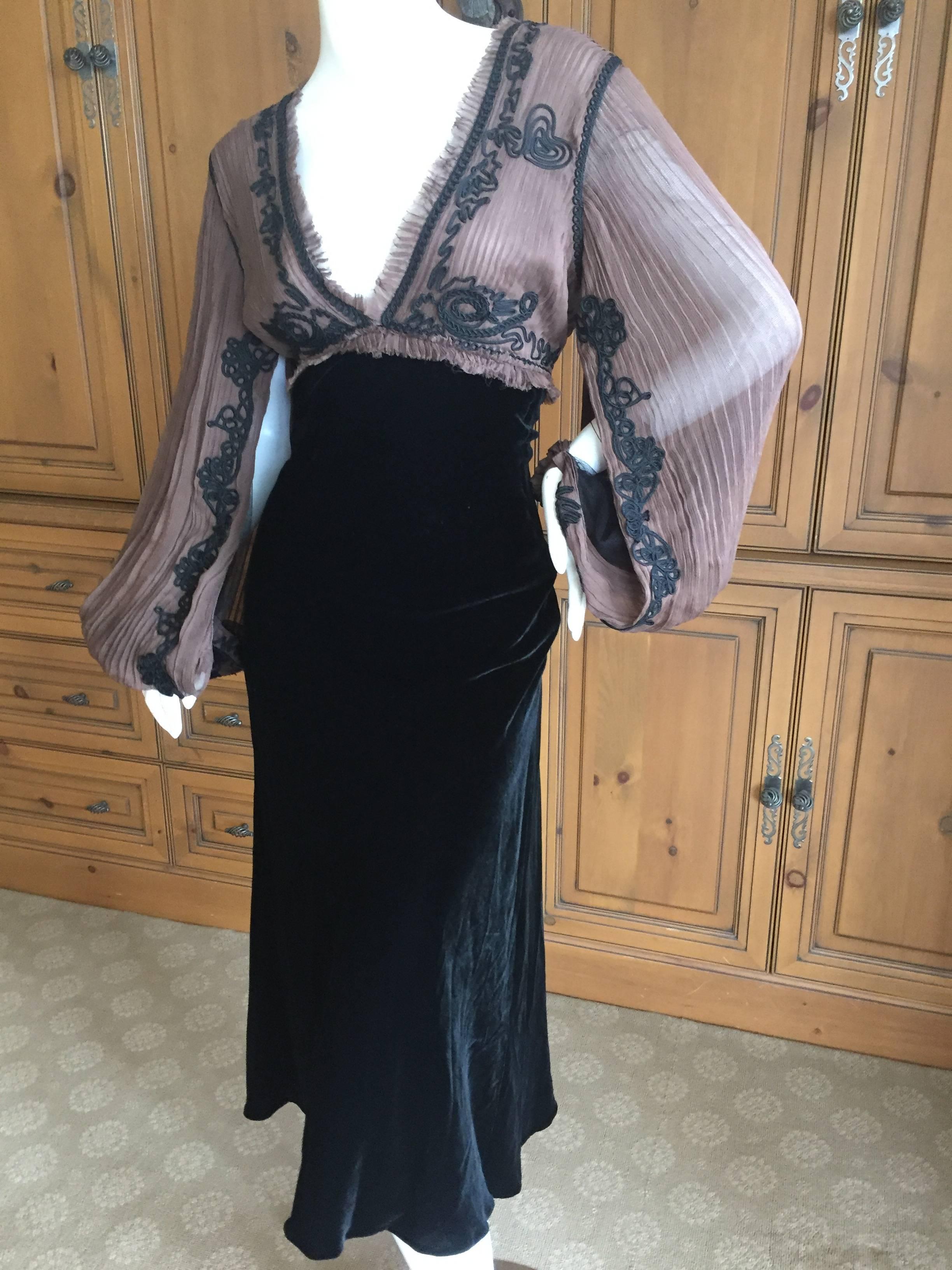 Jean Paul Gaultier Sheer Soutache Trim Velvet Dress w Convertible Sleeves 1