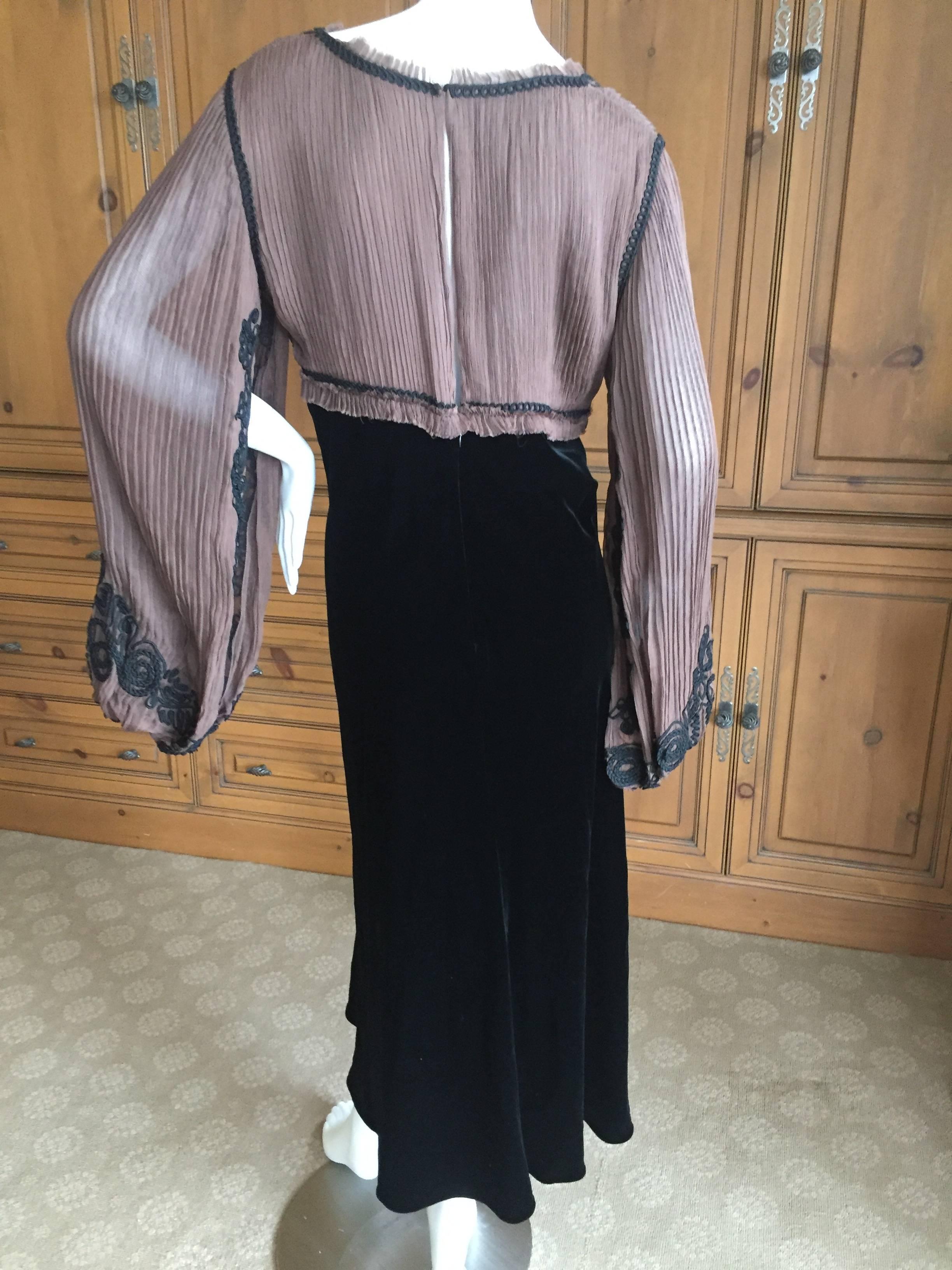 Jean Paul Gaultier Sheer Soutache Trim Velvet Dress w Convertible Sleeves 2
