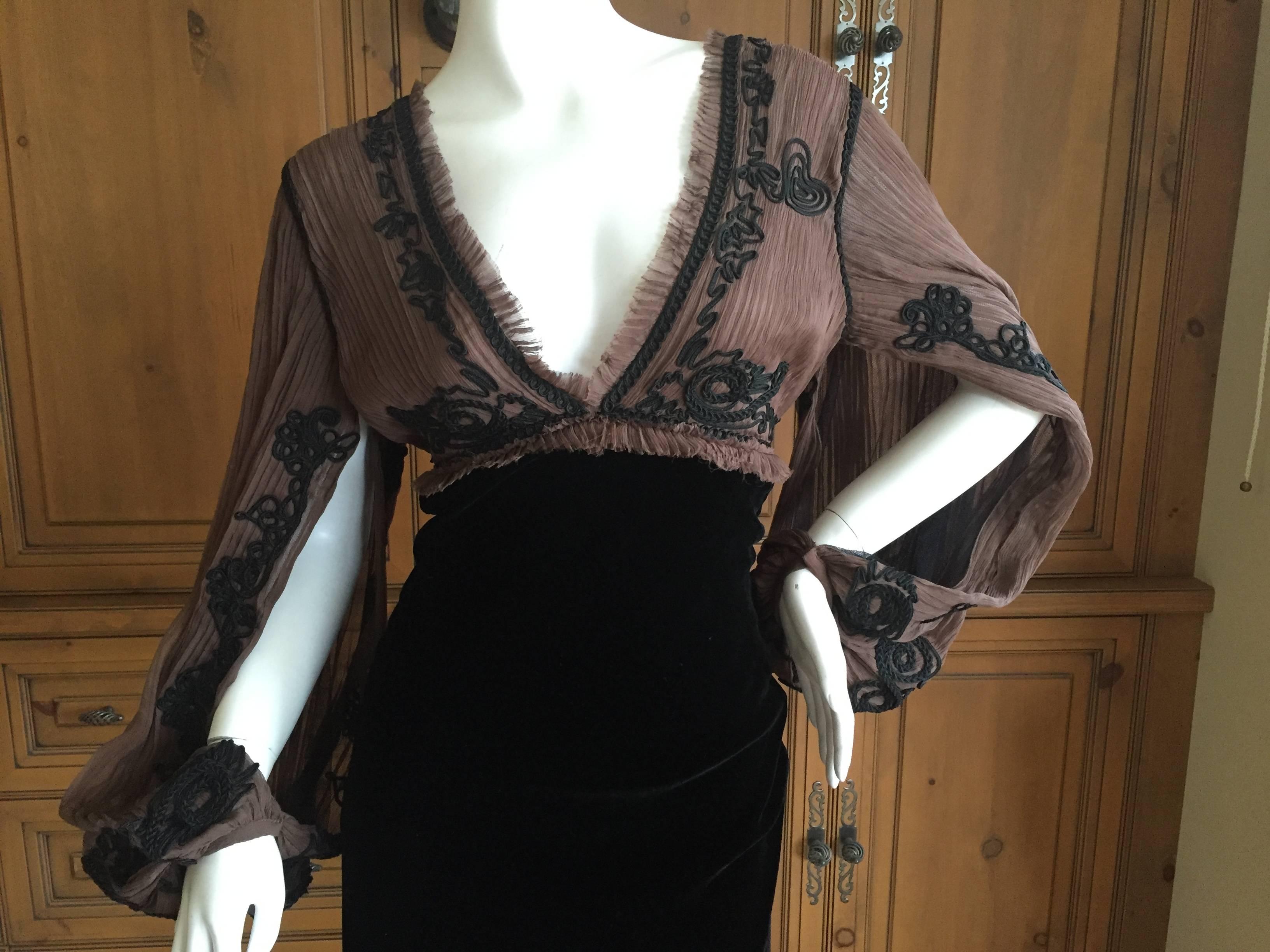 Jean Paul Gaultier Sheer Soutache Trim Velvet Dress w Convertible Sleeves 4