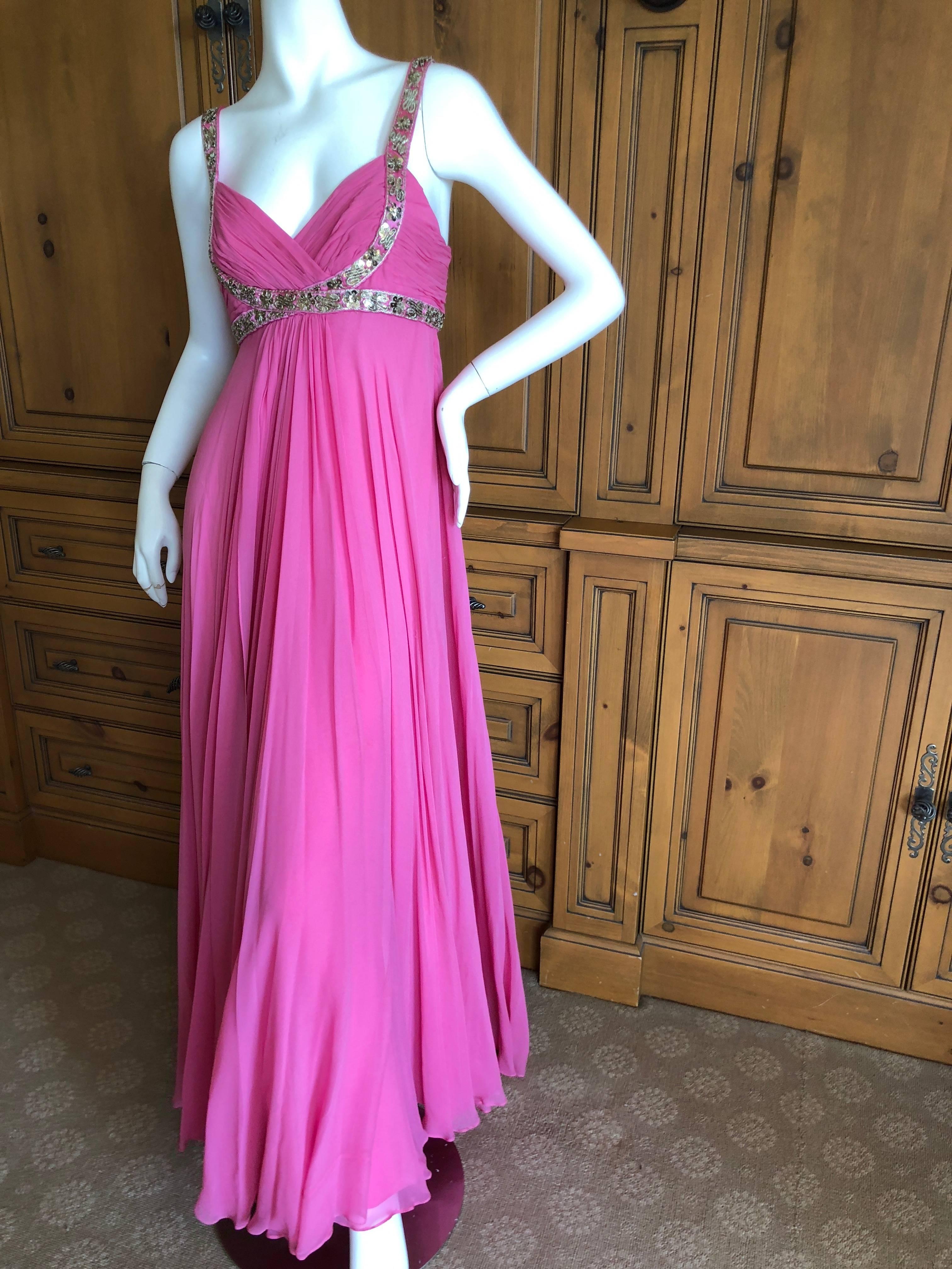 Marchesa Notte Silver Sequin Accented Pink Grecian Gown.
This is so pretty, from Marchesa Notte's first collection.
Size 8
Bust  36