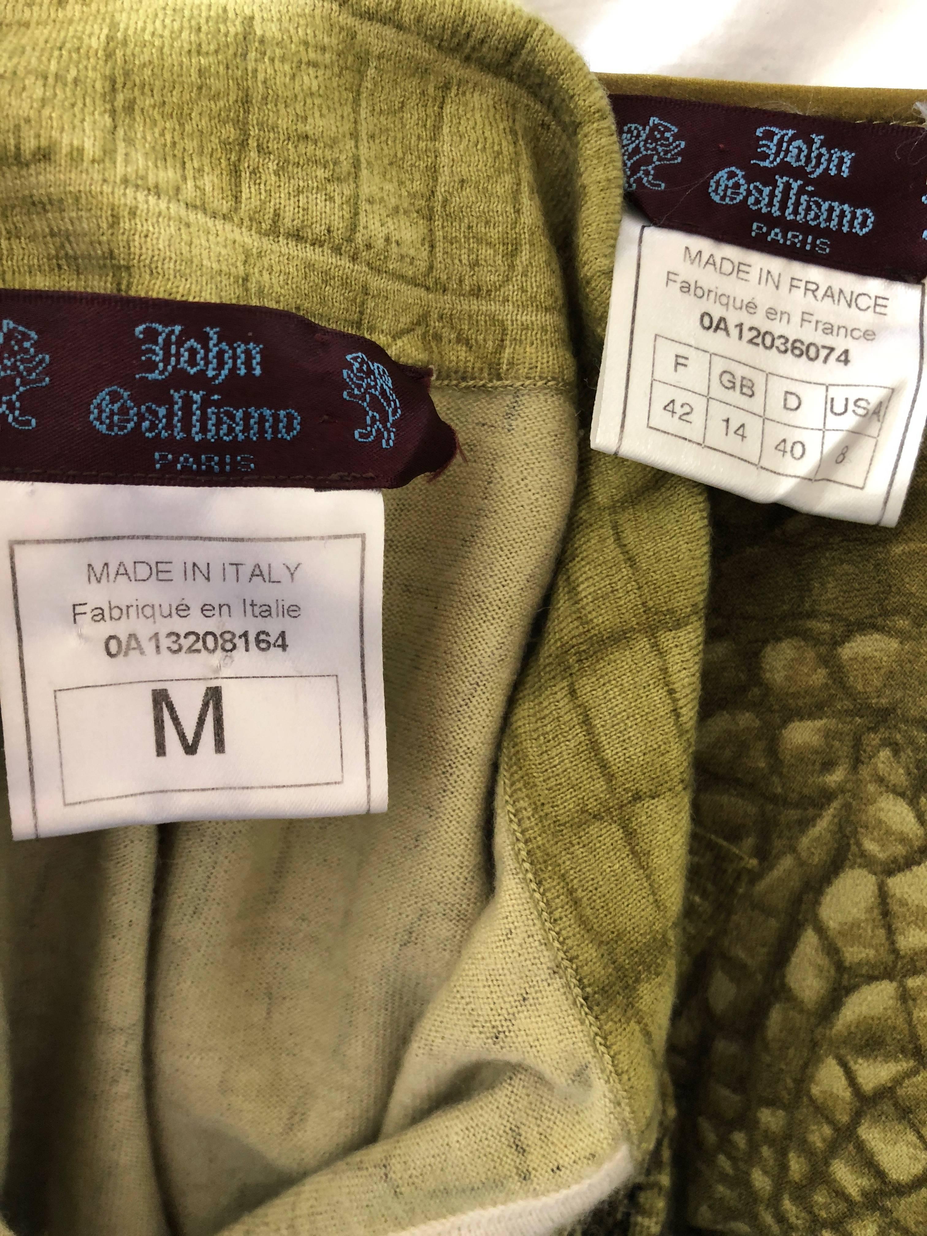 John Galliano 1990's Alligator Print Cashmere Sweater w Matching Mermaid Skirt 5