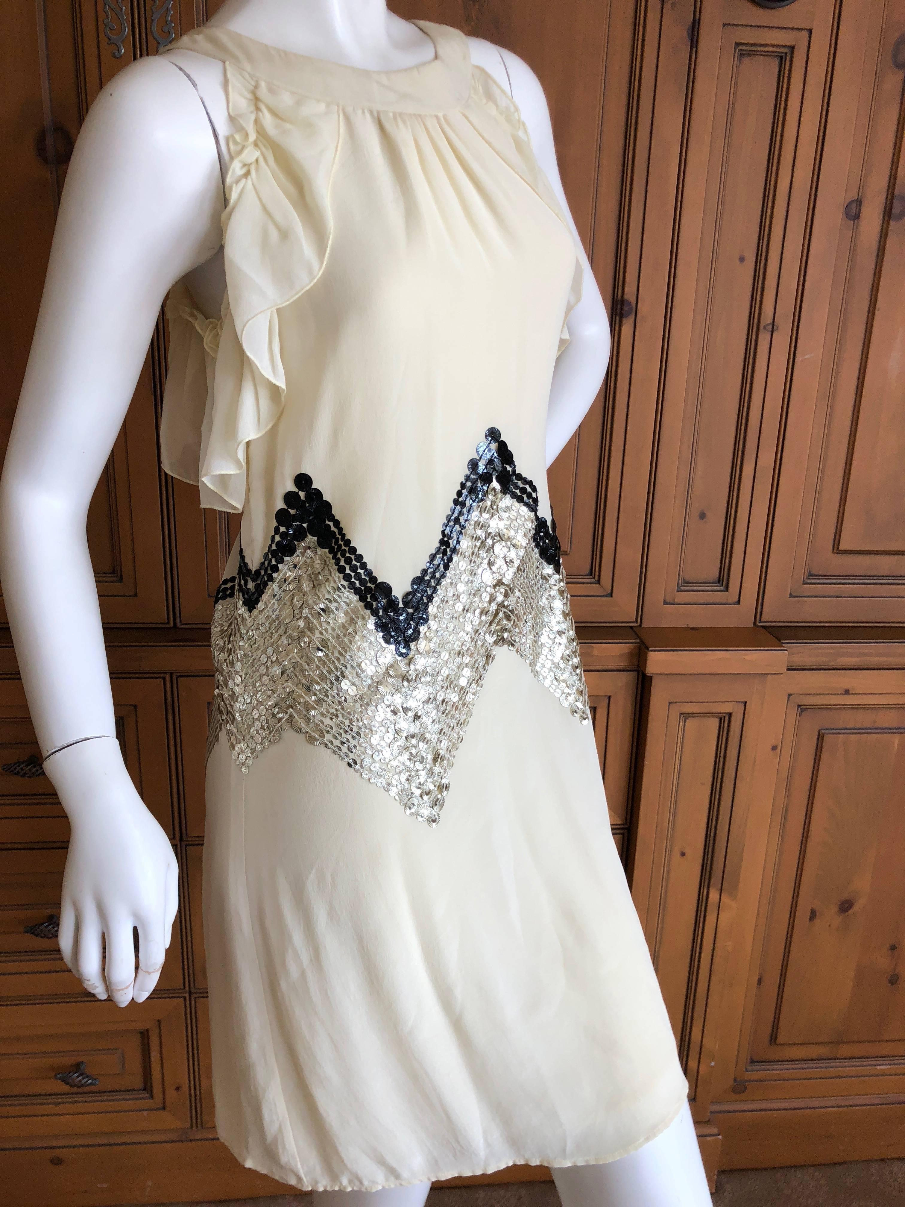 John Galliano Vintage Embellished Chevron Pattern Sequin Dress New With Tags In New Condition For Sale In Cloverdale, CA