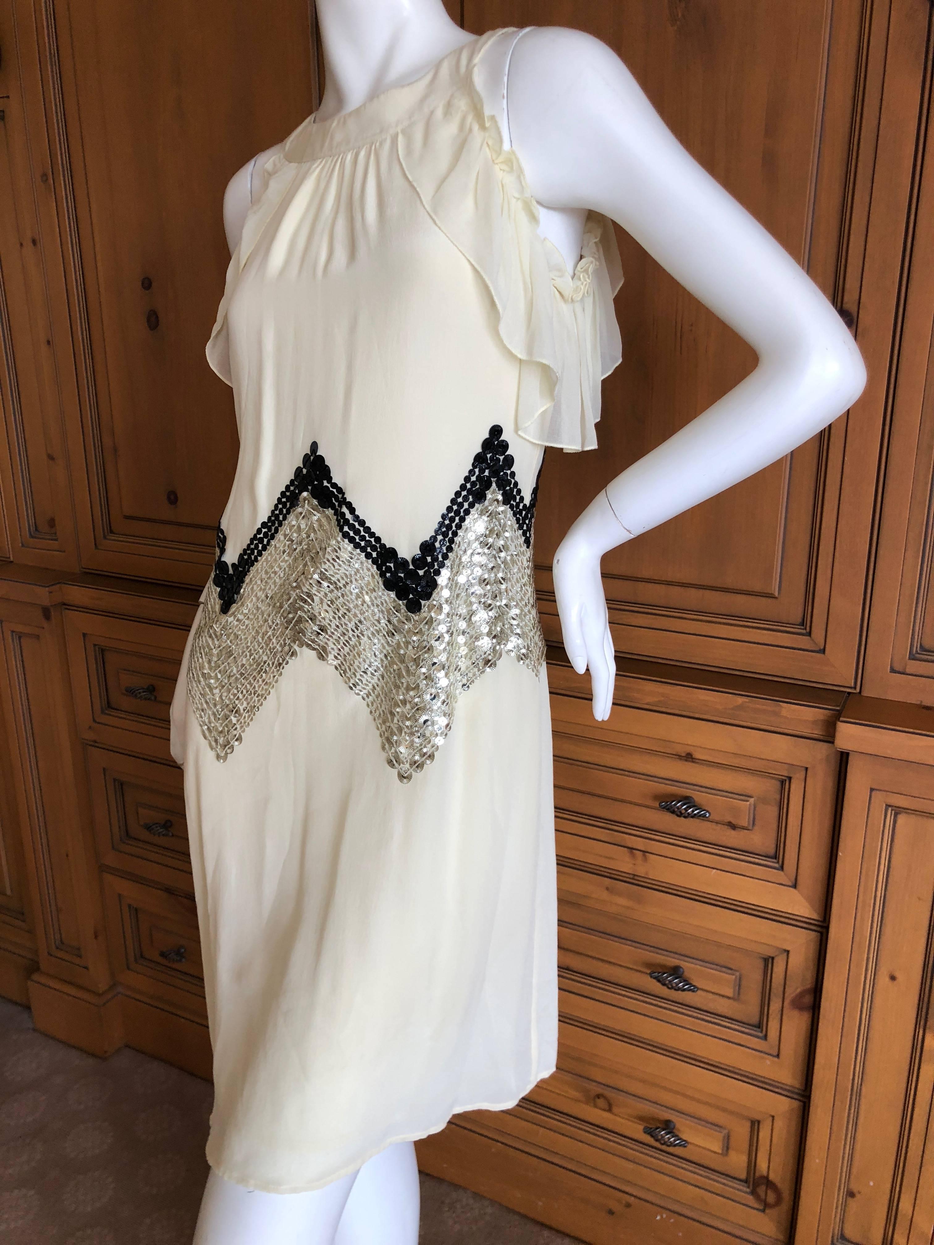 Women's John Galliano Vintage Embellished Chevron Pattern Sequin Dress New With Tags For Sale