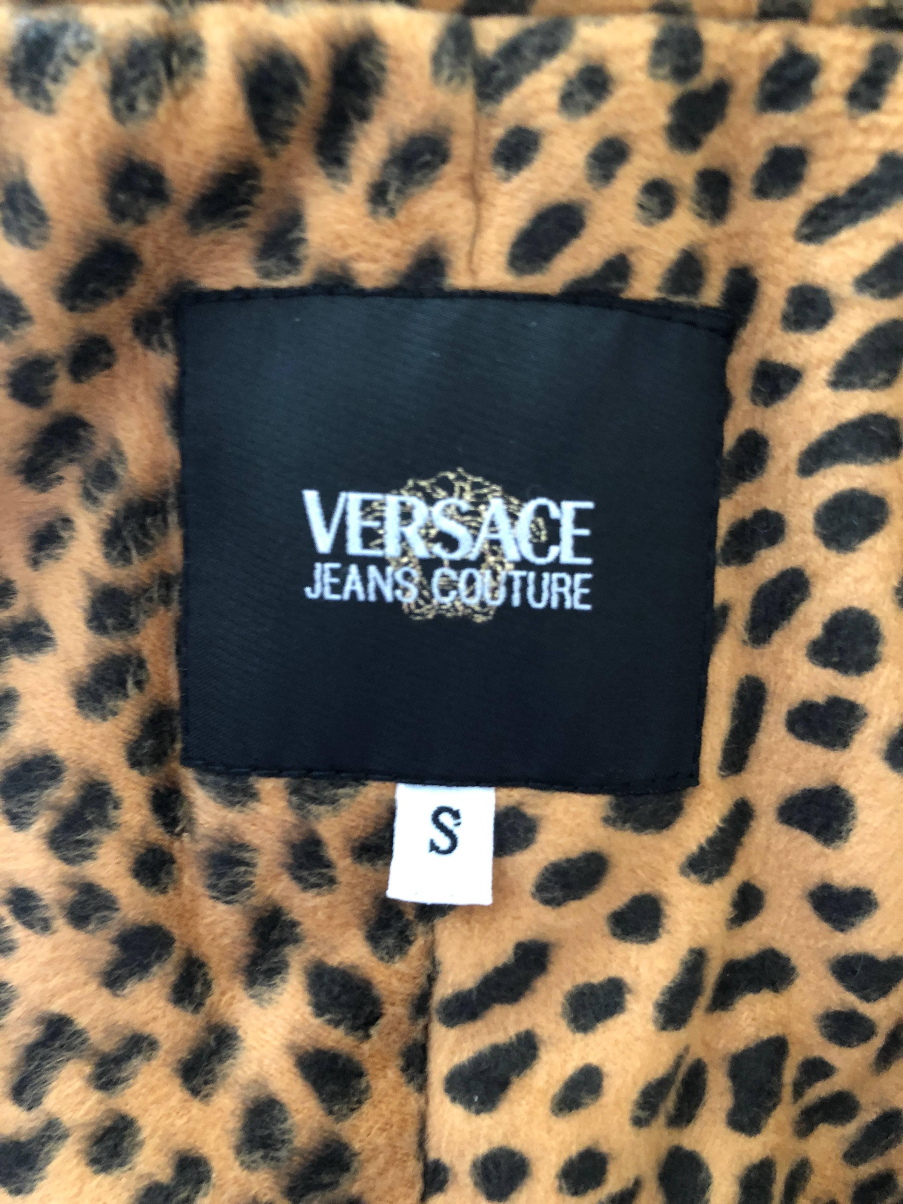 Versace Jeans Couture Vintage Plush Animal Print Trench Coat 5