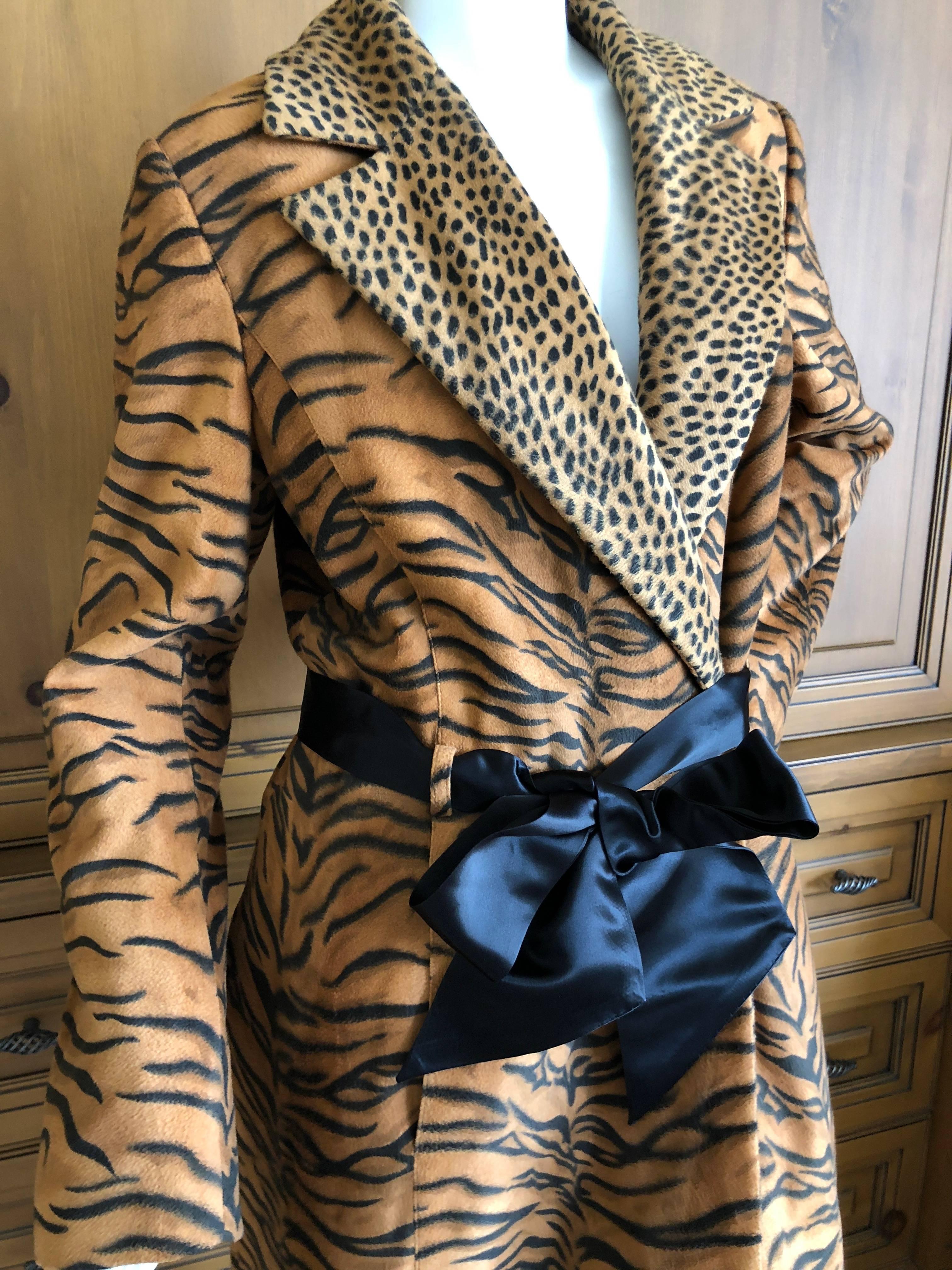 Versace Jeans Couture Vintage Plush Animal Print Trench Coat 1