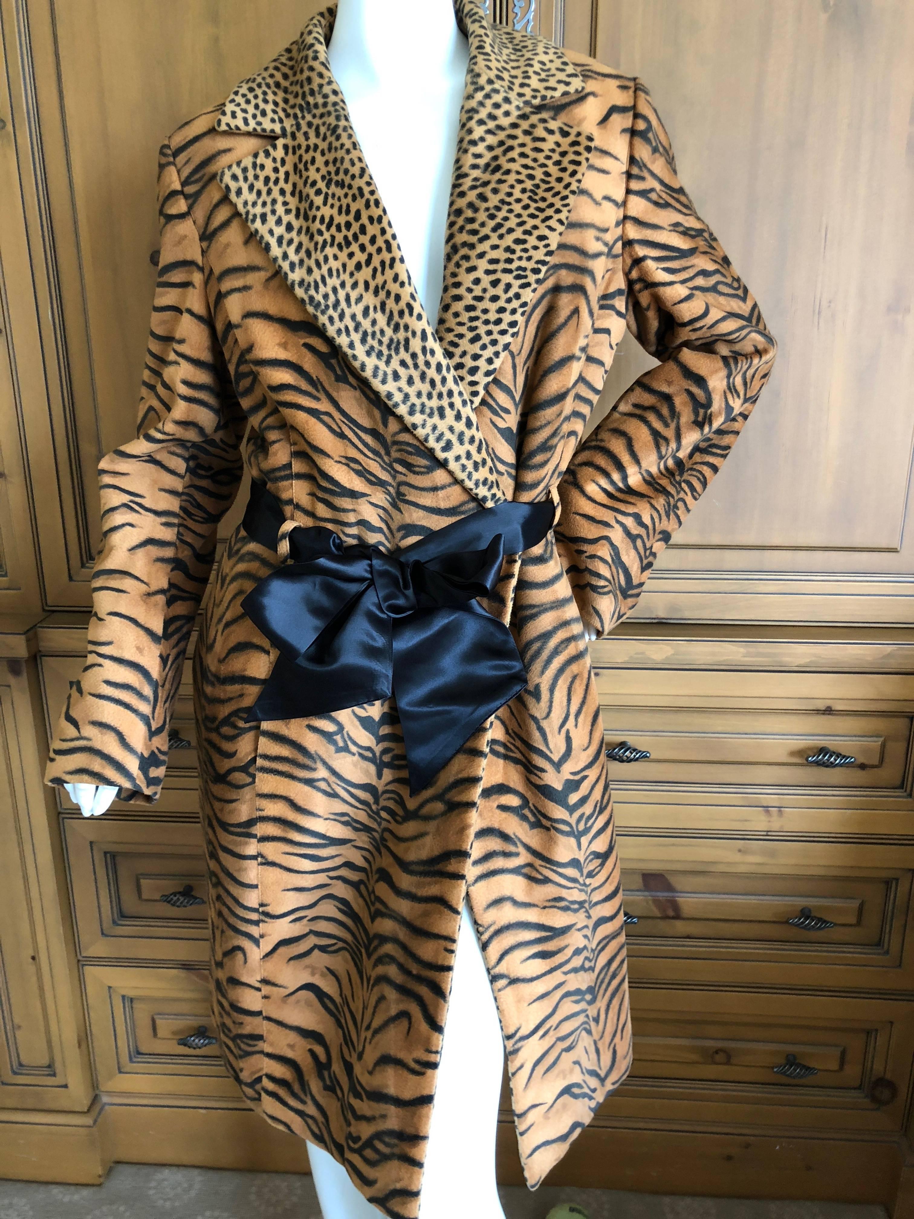 Versace Jeans Couture Vintage Plush Animal Print Trench Coat In Excellent Condition In Cloverdale, CA