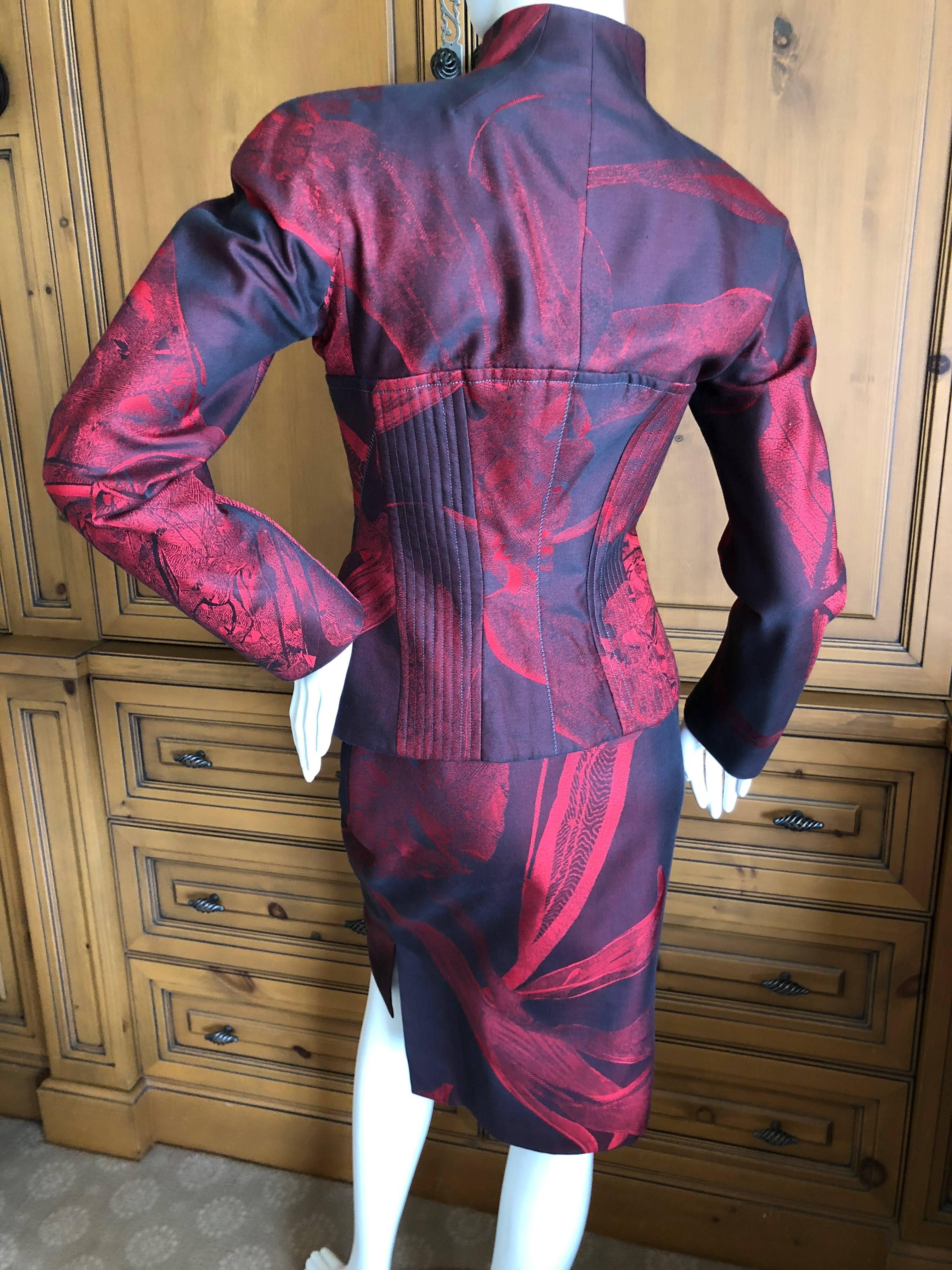 Christian Lacroix Red Vintage Silk Cotton Blend Skirt Suit 5
