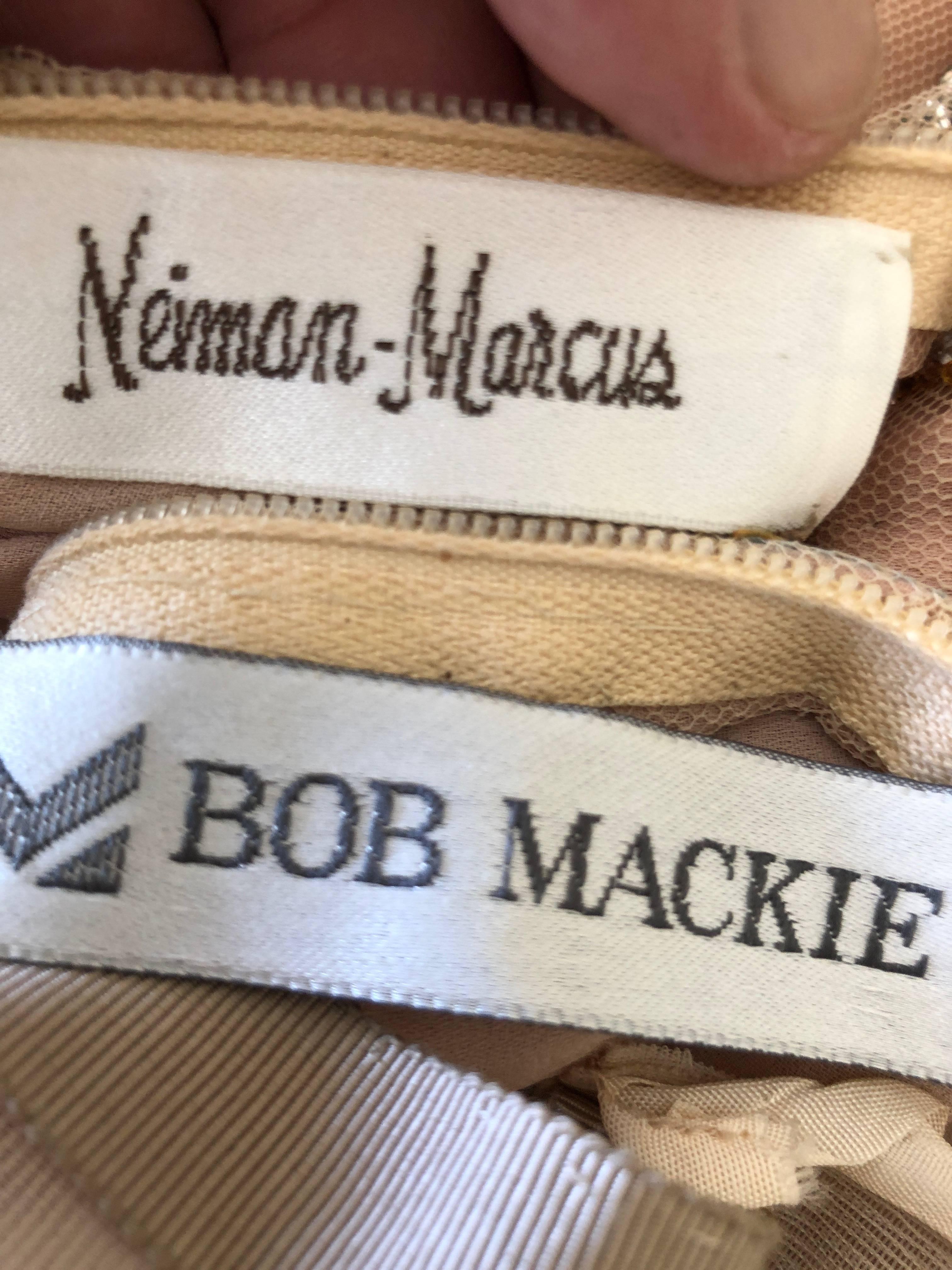 Bob Mackie Nieman Marcus Crystal Beaded Sheer Evening Dress, 1980s  8