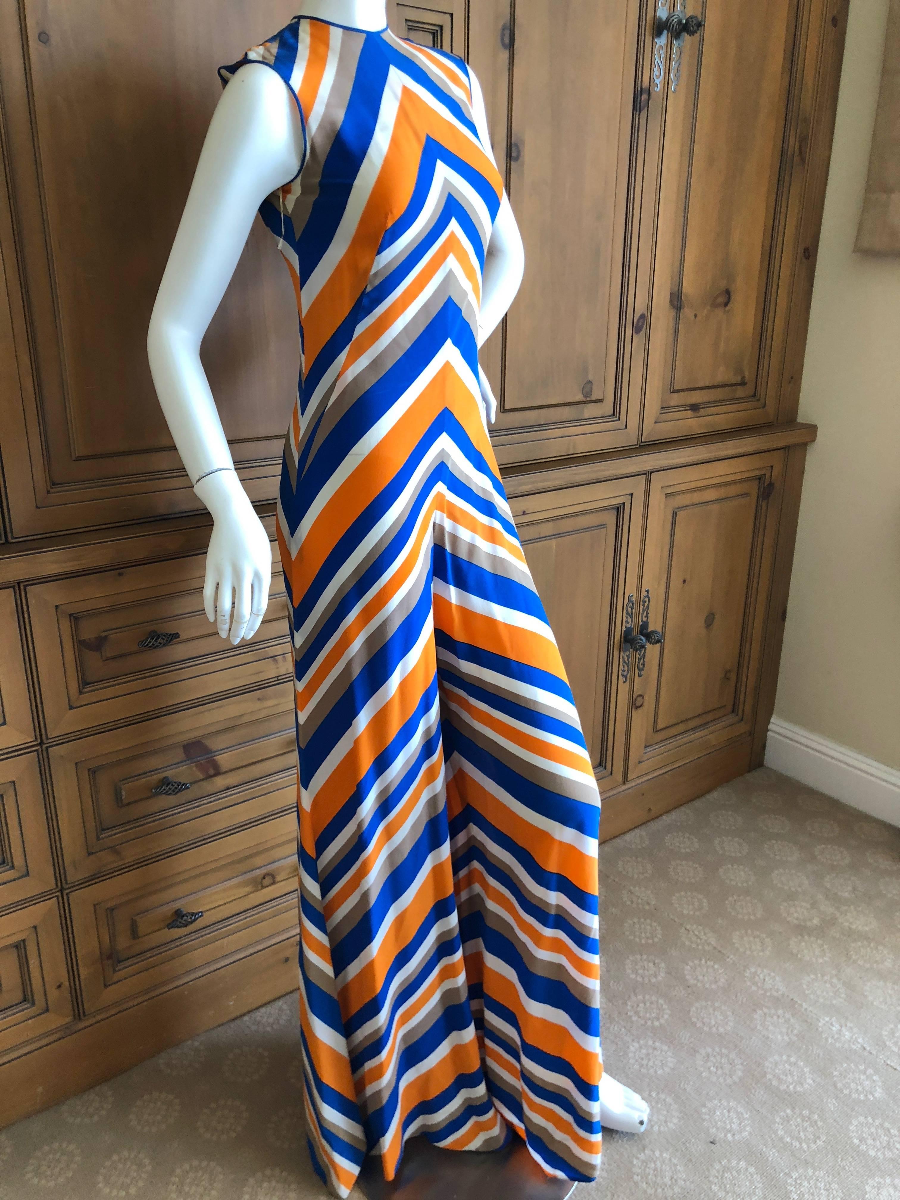 Cardinali 1970 Playful Chevron Stripe Jumpsuit and Matching Floor Length Cape.
Runway sample
From the Archive of Marilyn Lewis, the creator of Cardinali
Cardinali was founded in Los Angeles in 1970, by Marilyn Lewis, who had already found success as
