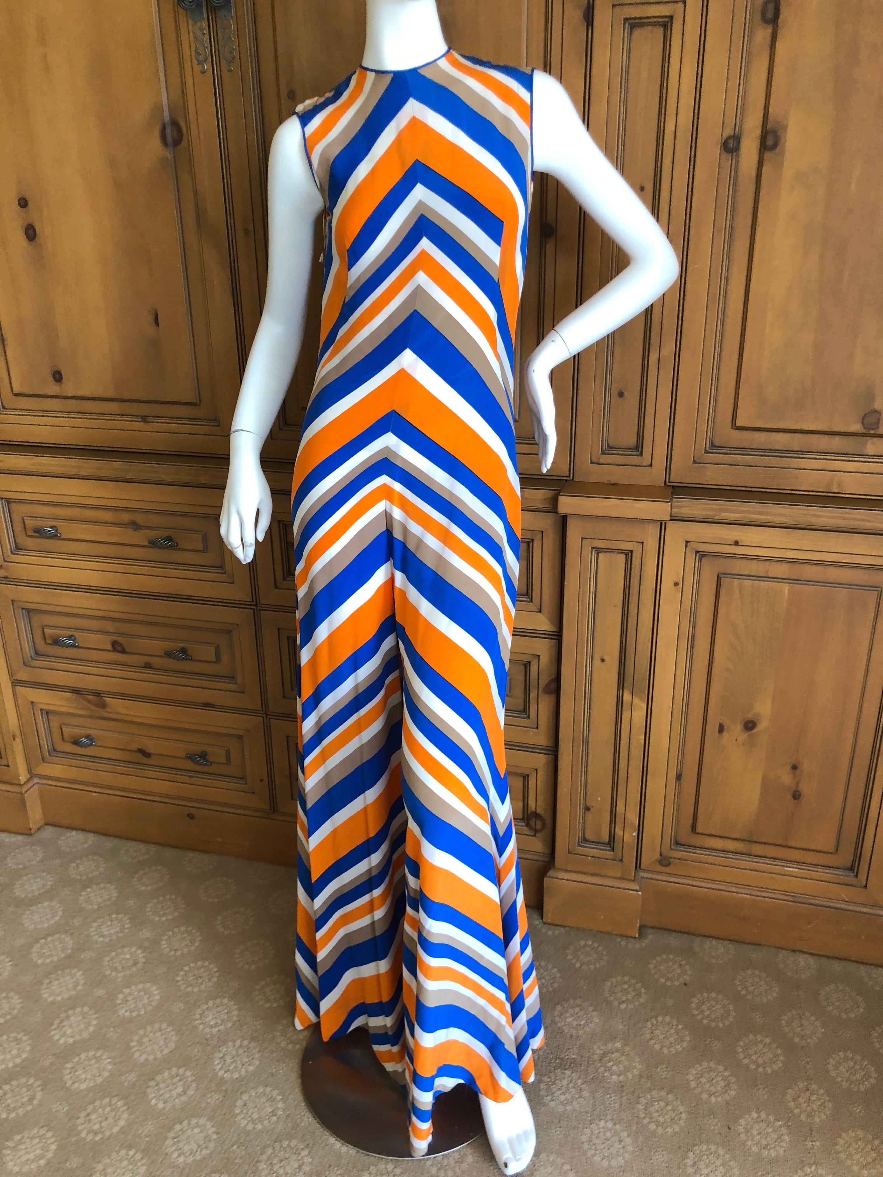 Cardinali Chevron Stripe Jumpsuit and Matching Floor Length Cape, 1970  In Excellent Condition In Cloverdale, CA