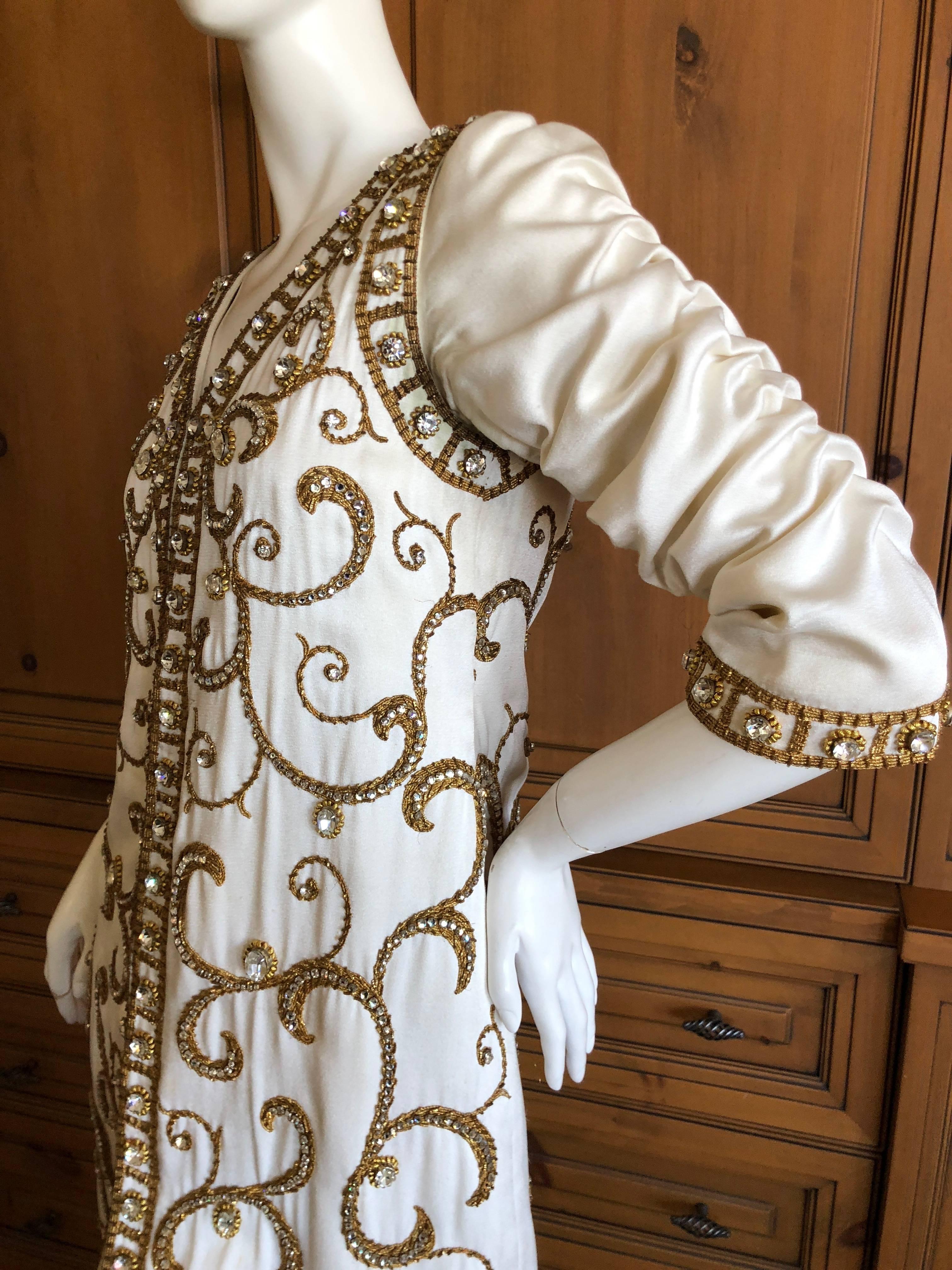 Cardinali Arabesque Crystal Embellished Evening Coat Dress 1970  For Sale 3