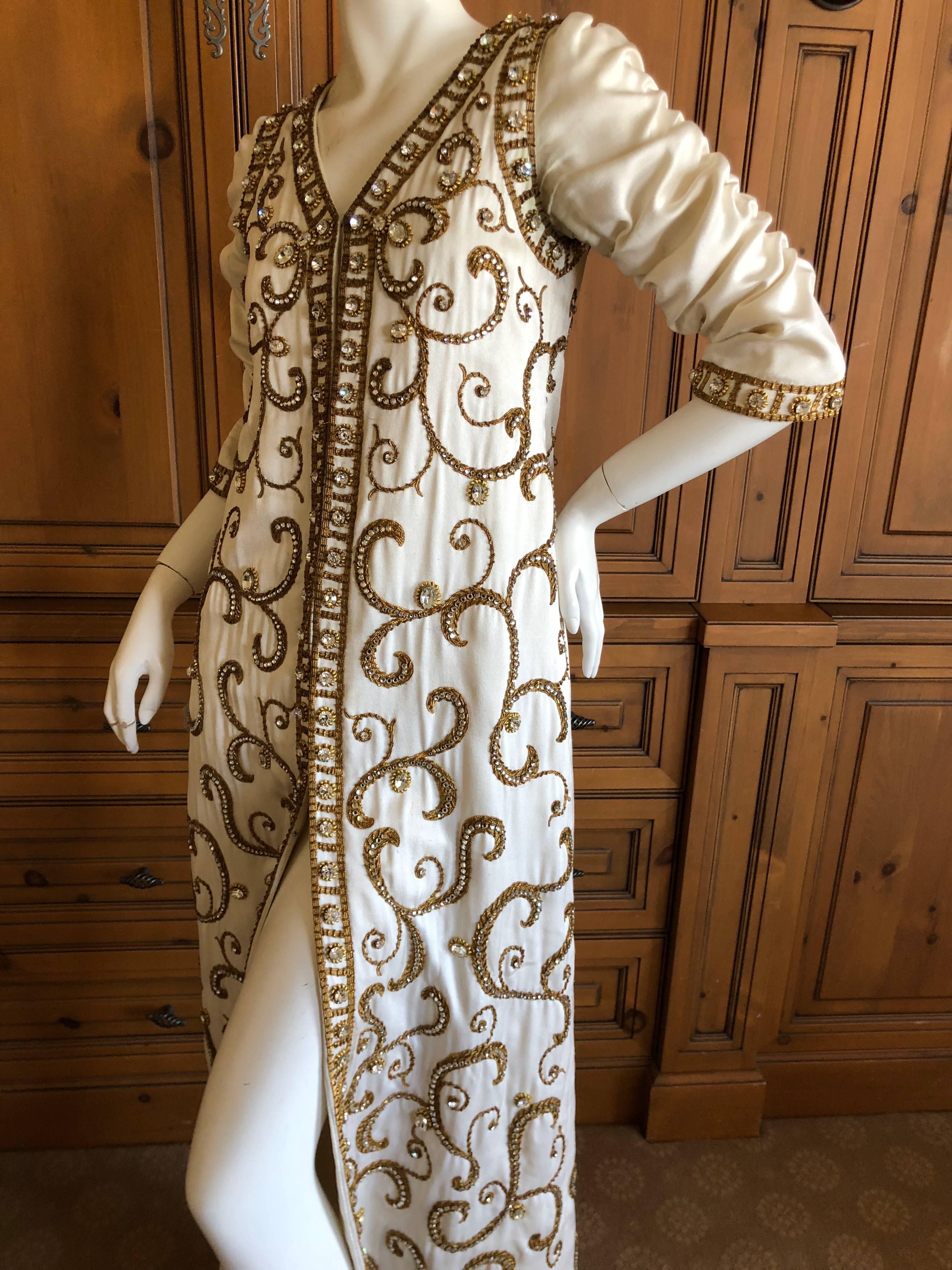 Cardinali Arabesque Crystal Embellished Evening Coat Dress 1970  For Sale 2