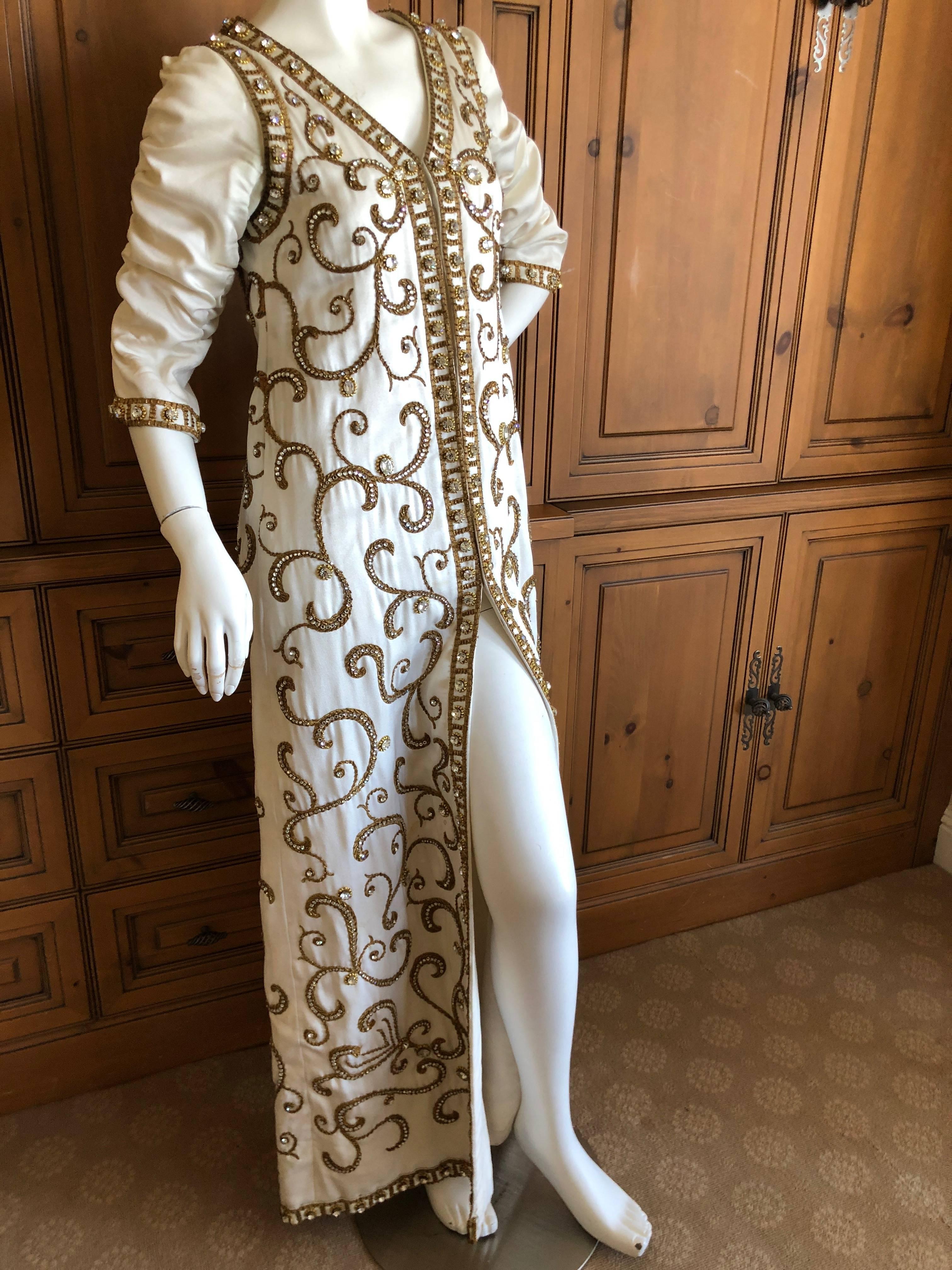 Cardinali Arabesque Crystal Embellished Evening Coat Dress 1970  For Sale 6