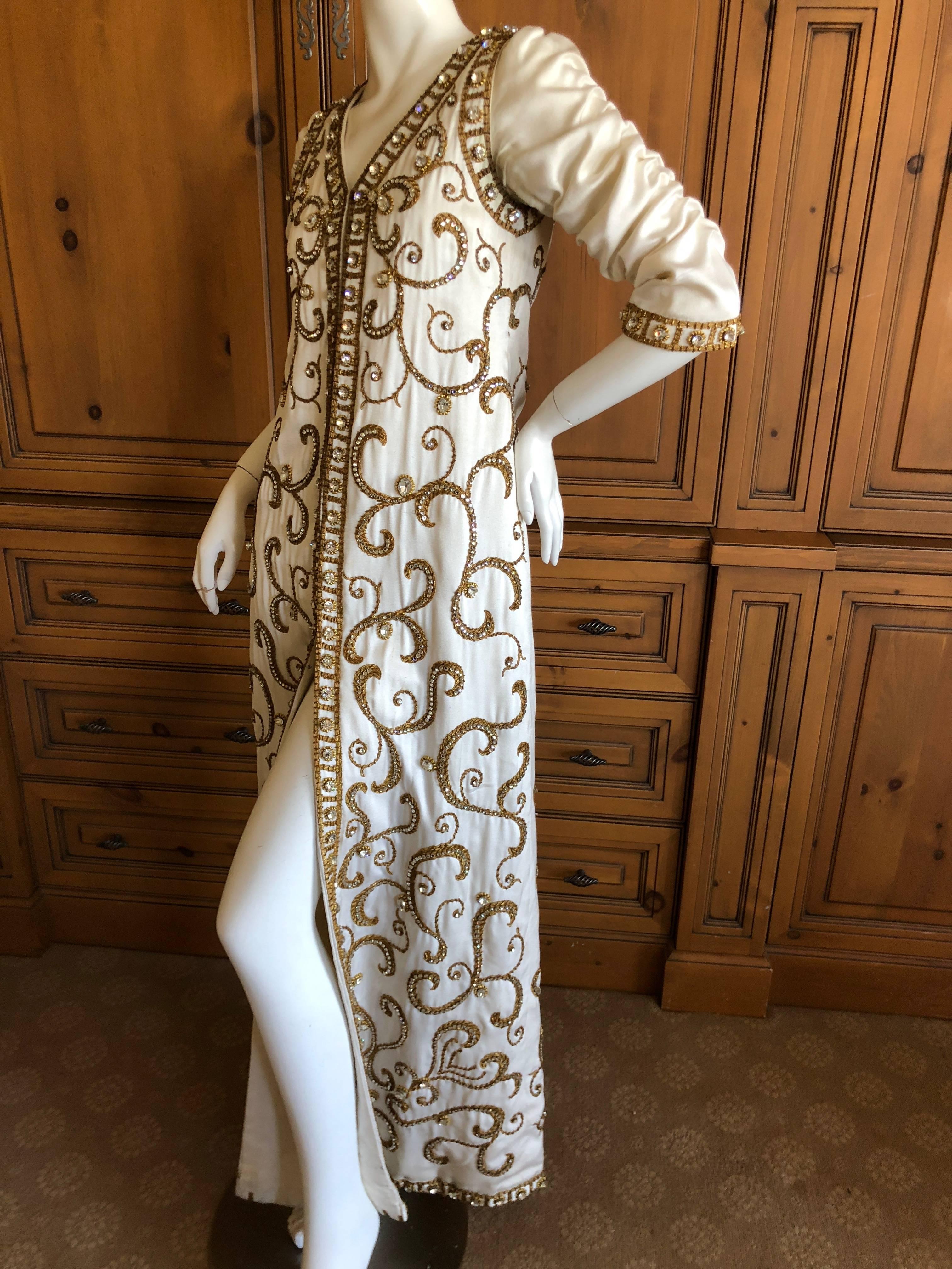 Cardinali Arabesque Crystal Embellished Evening Coat Dress 1970  For Sale 1