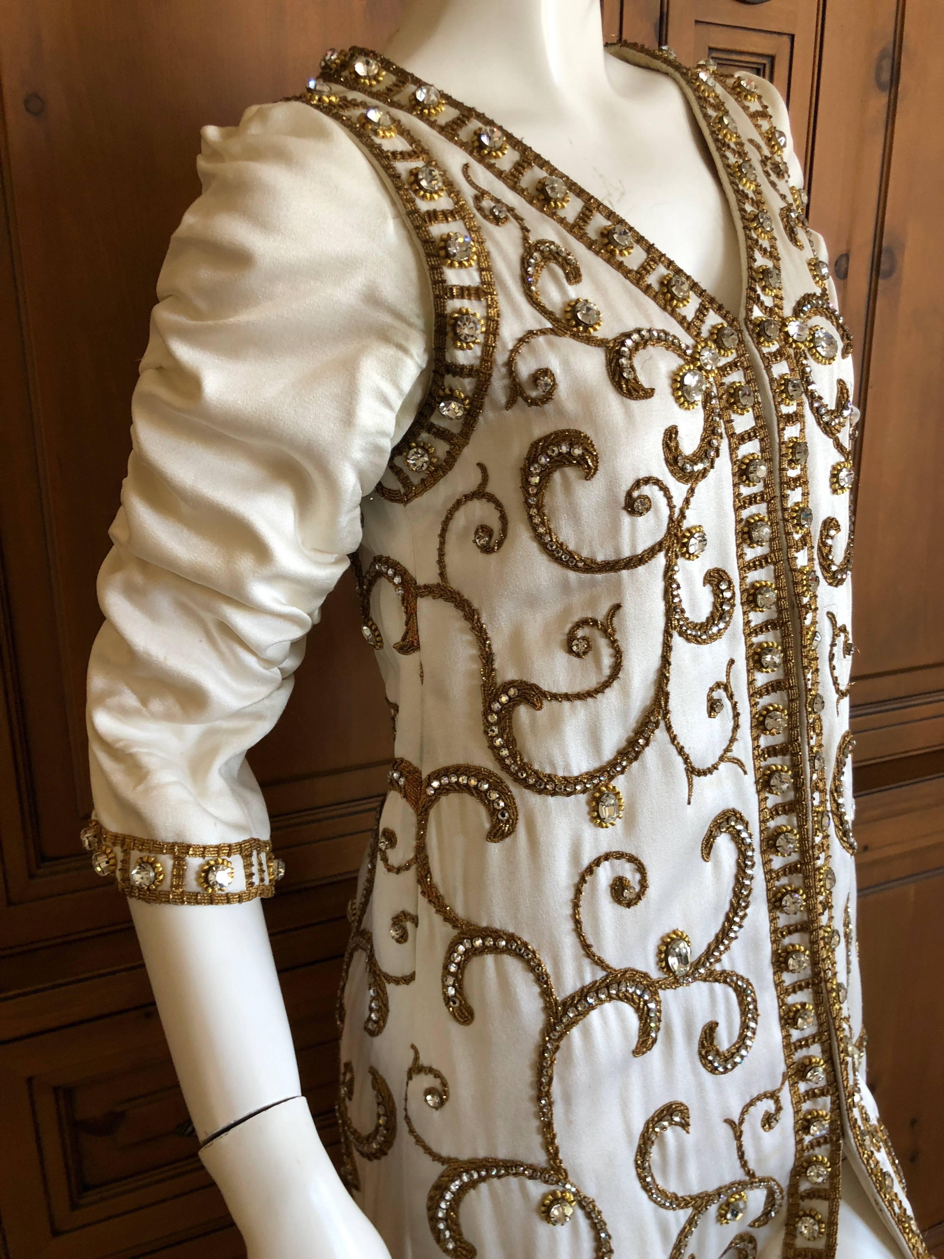 Cardinali Arabesque Crystal Embellished Evening Coat Dress 1970  For Sale 7