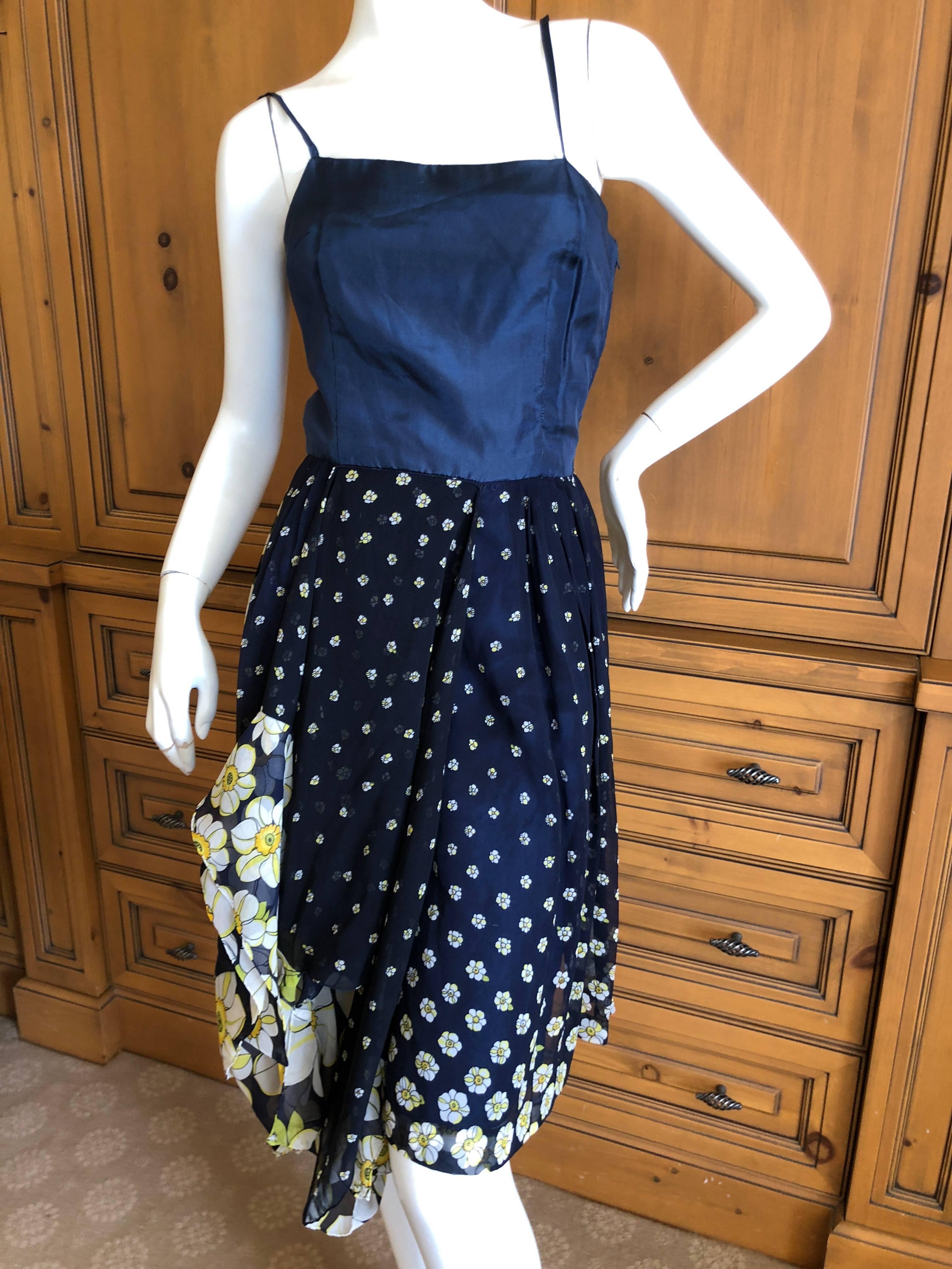 Cardinali Multi Pattern Silk Day Dress In Excellent Condition For Sale In Cloverdale, CA