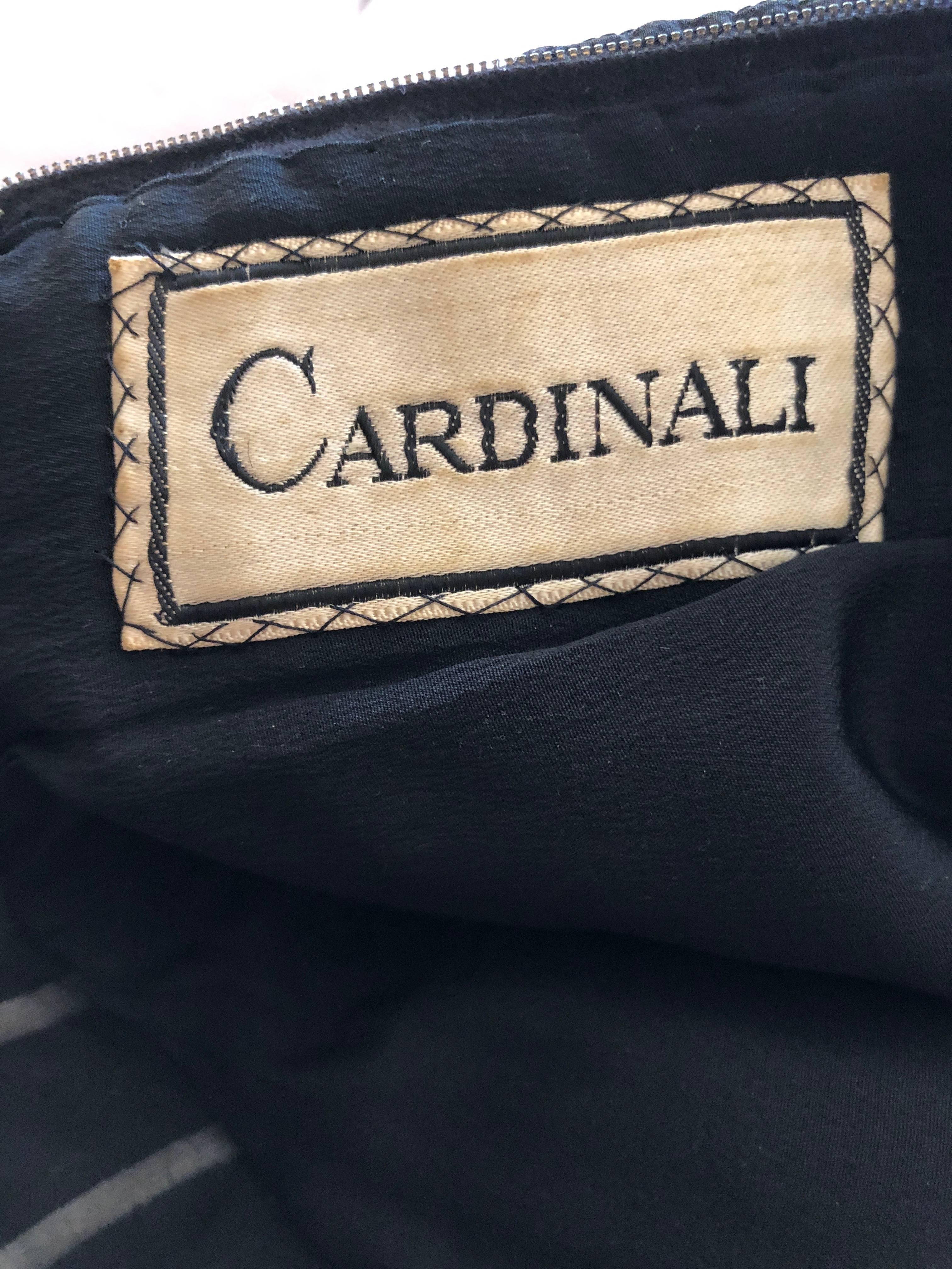 Cardinali Back Poet Sleeve Evening Dress with Sheer Birdcage Motif For Sale 8