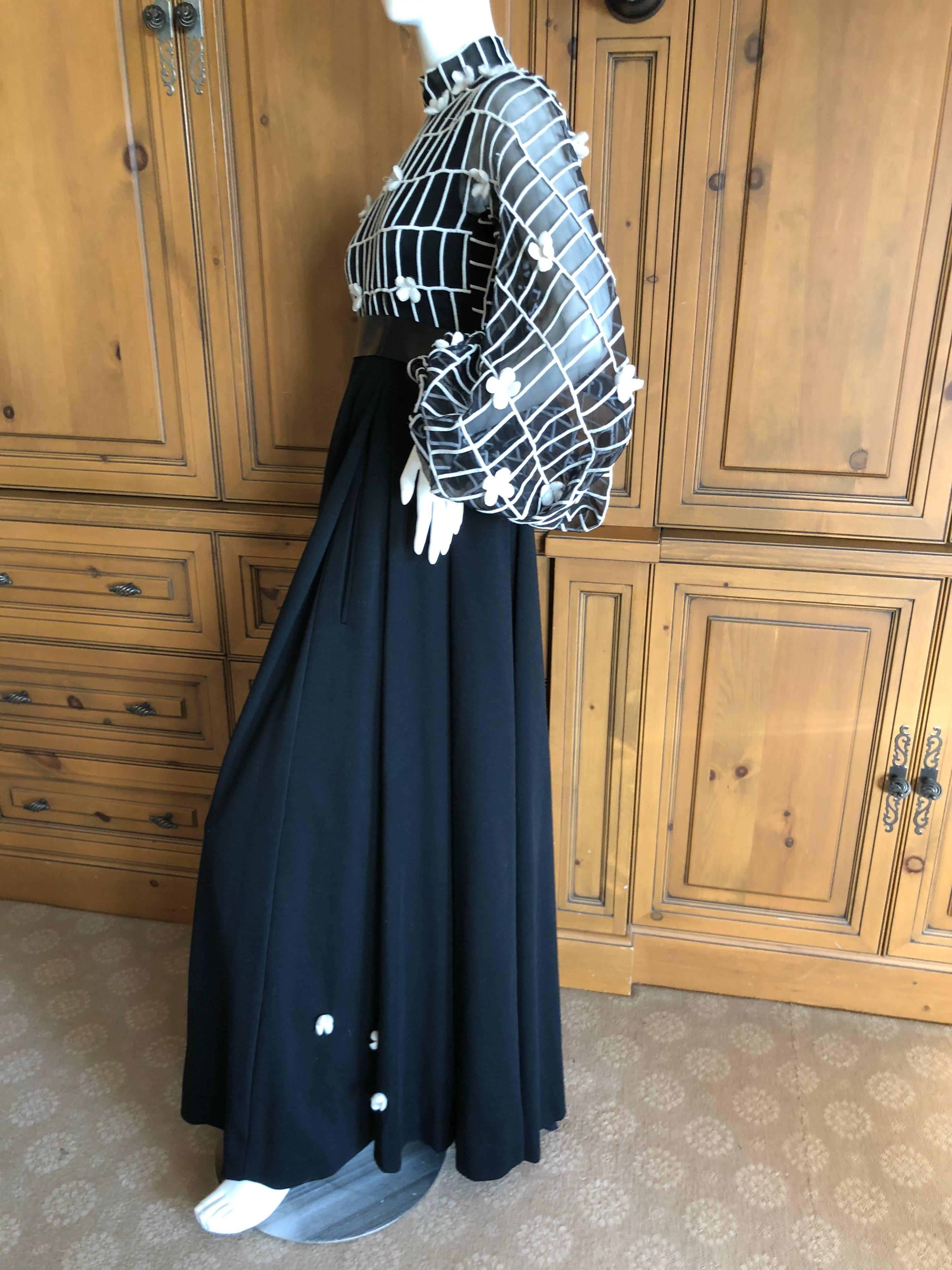 Cardinali Back Poet Sleeve Evening Dress with Sheer Birdcage Motif For Sale 5