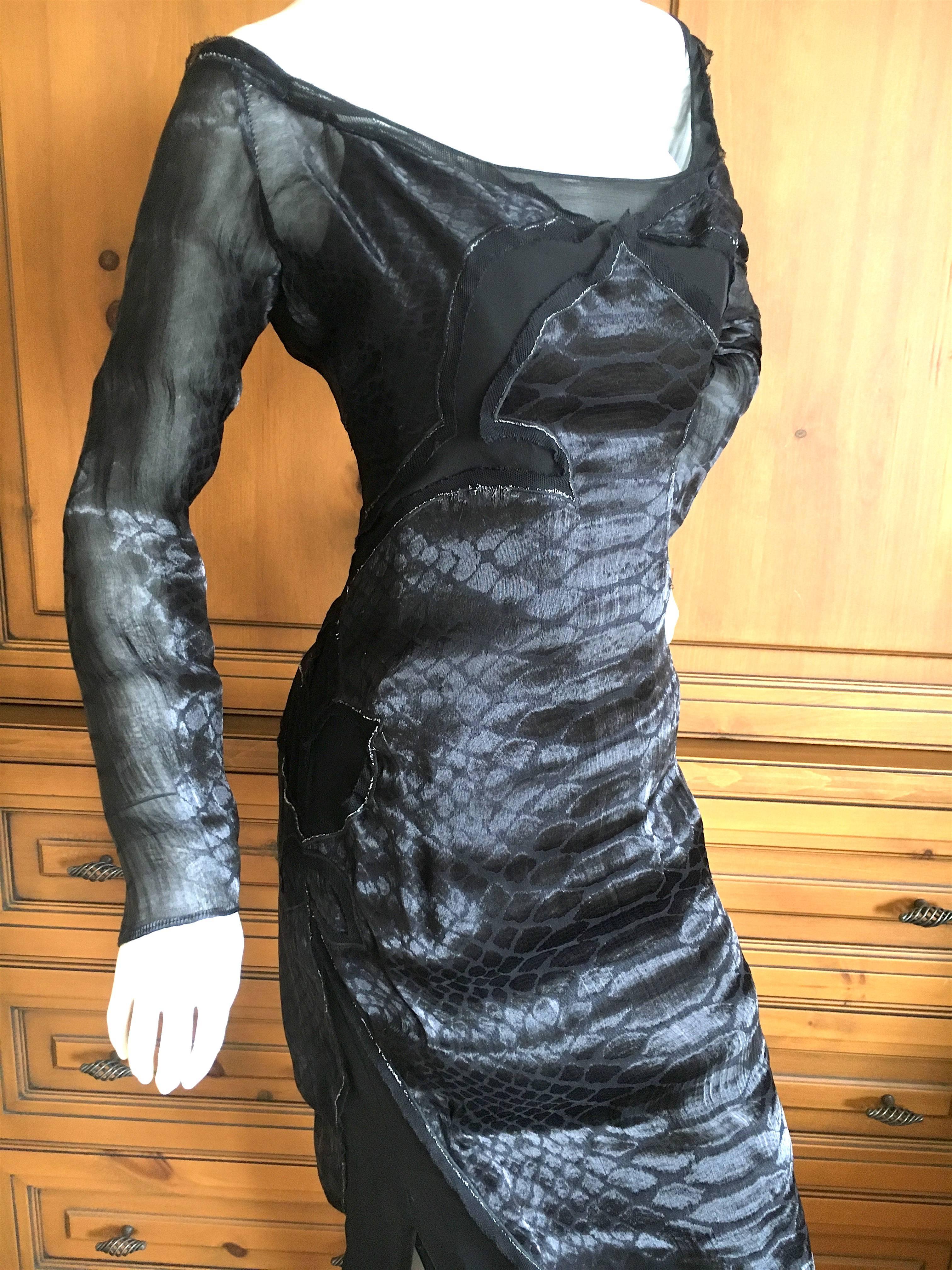 Yves Saint Laurent by Tom Ford Reptile Print Black Dress Fall 2004 For Sale 1