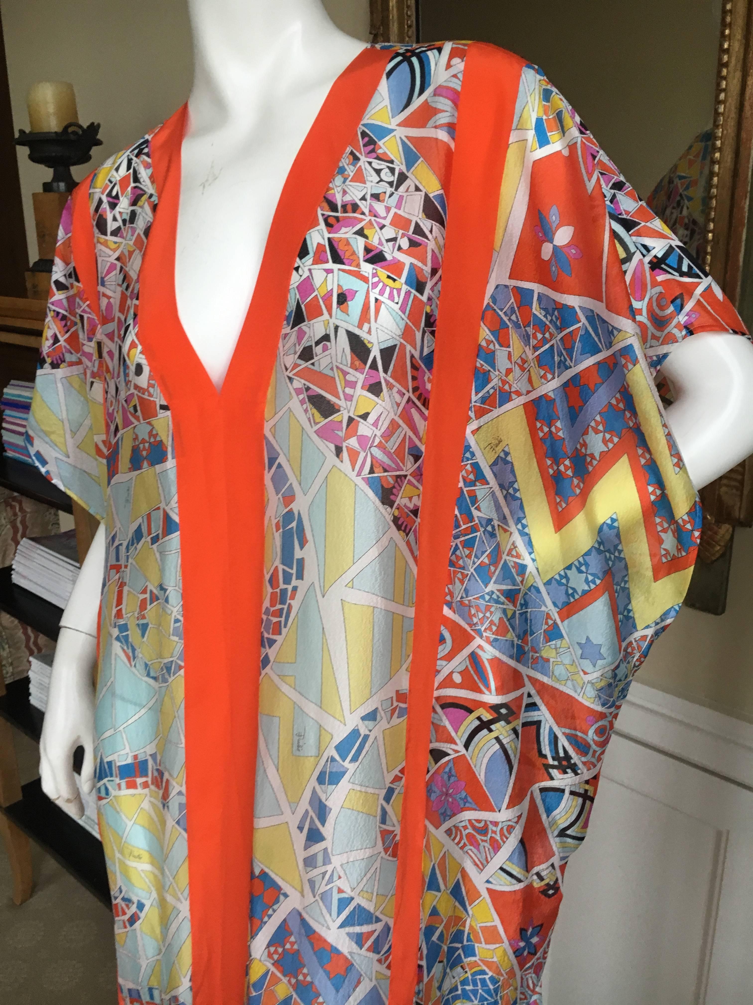 Emilio Pucci Sheer Kaleidoscope Silk Caftan Beach Coverup New with Tags Unisex For Sale 1