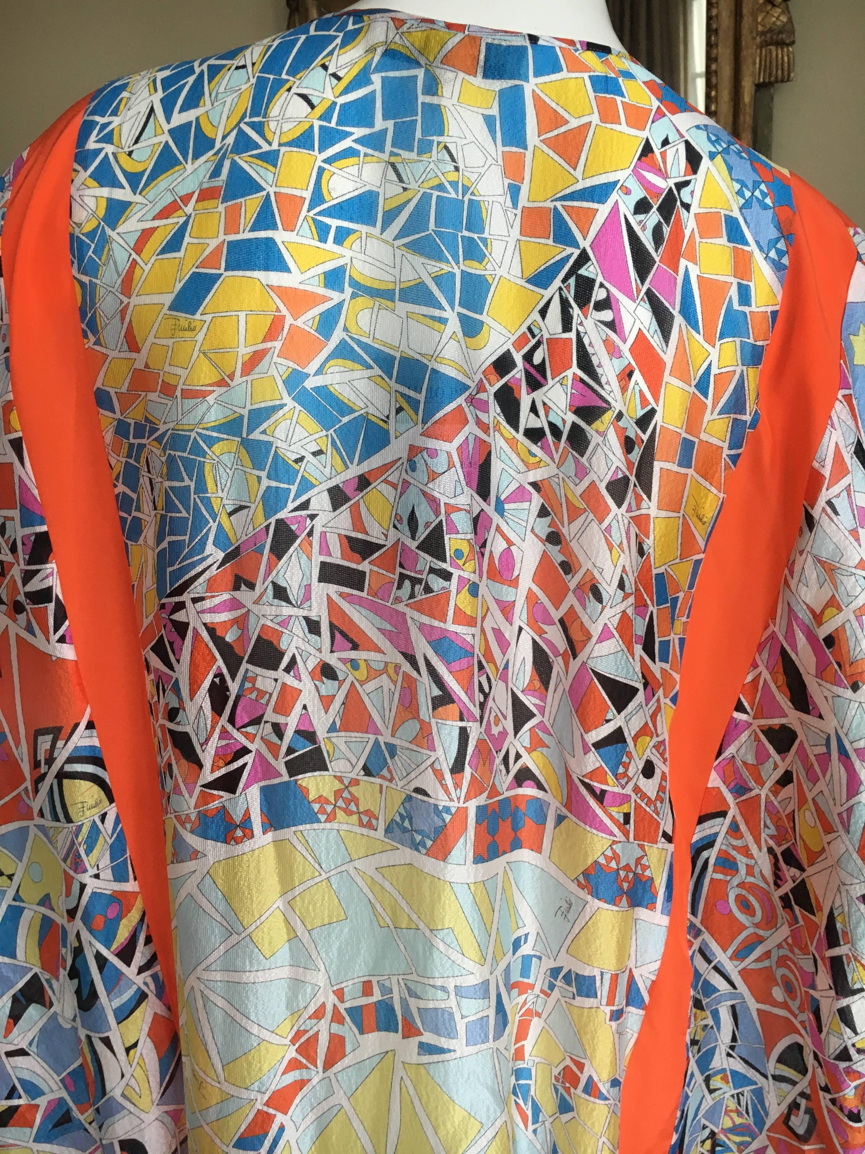 Emilio Pucci Sheer Kaleidoscope Silk Caftan Beach Coverup New with Tags Unisex For Sale 4