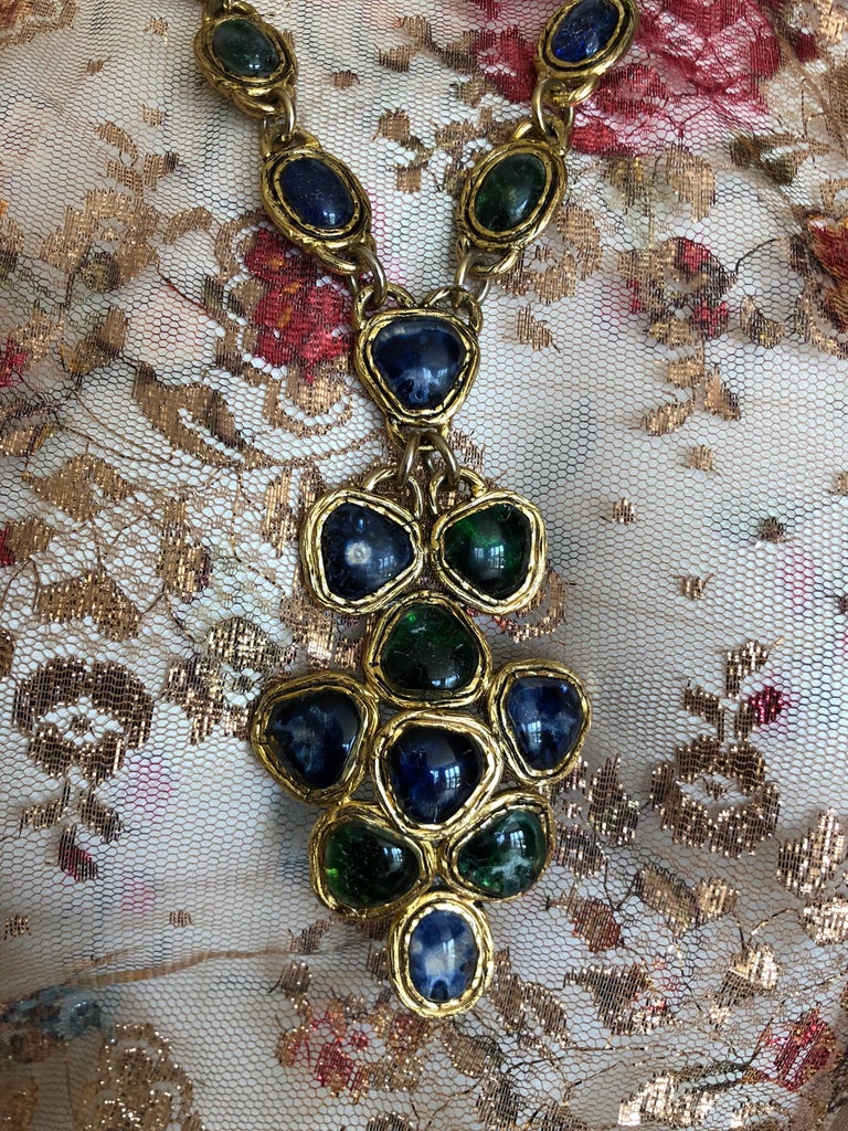 Parure Collier & Boucles D'Oreilles Vintage Gripoix - Rhinestones Couture Rare - Occasion