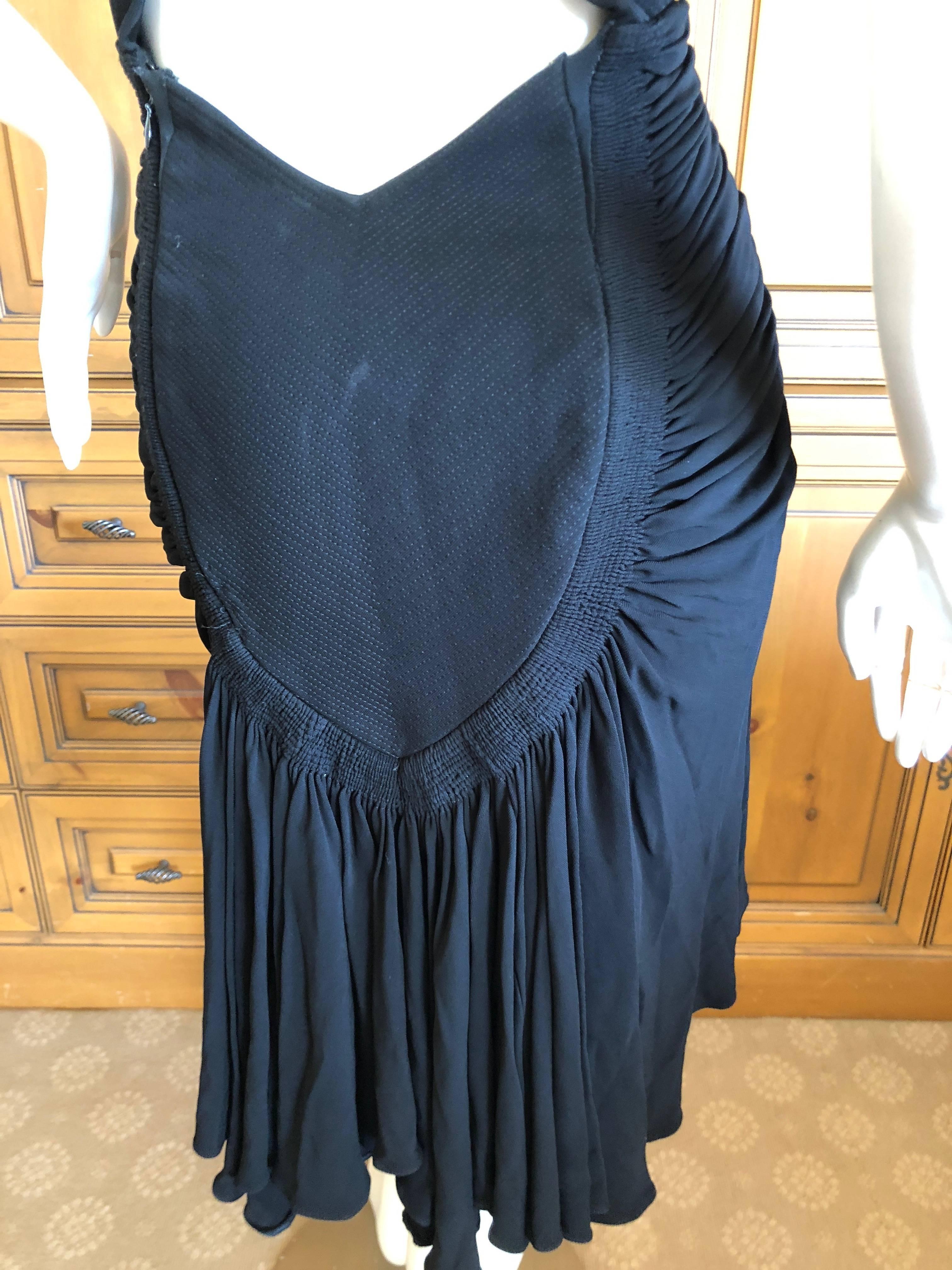 Women's Azzedine Alaia Vintage 1990's Black Ruched Cross Back Mini Dress  For Sale