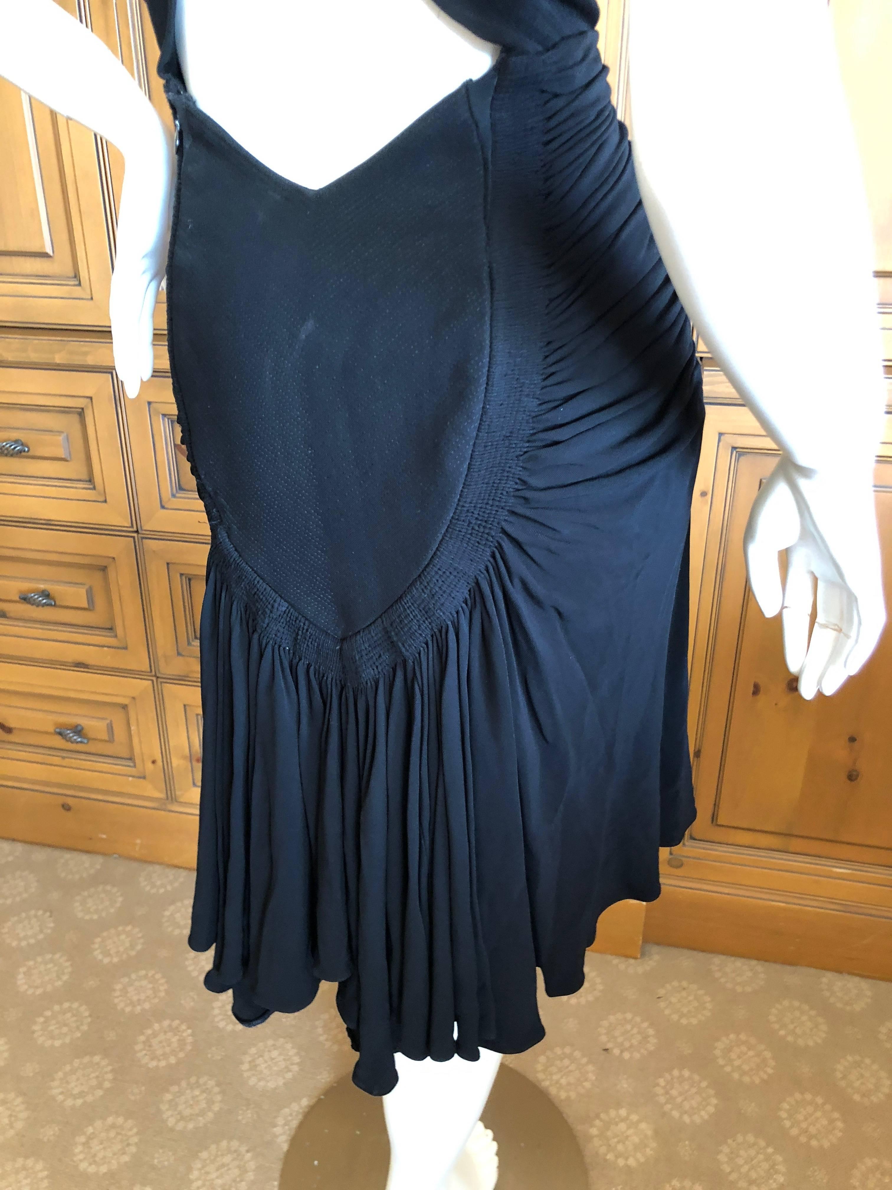 Azzedine Alaia Vintage 1990's Black Ruched Cross Back Mini Dress  For Sale 1