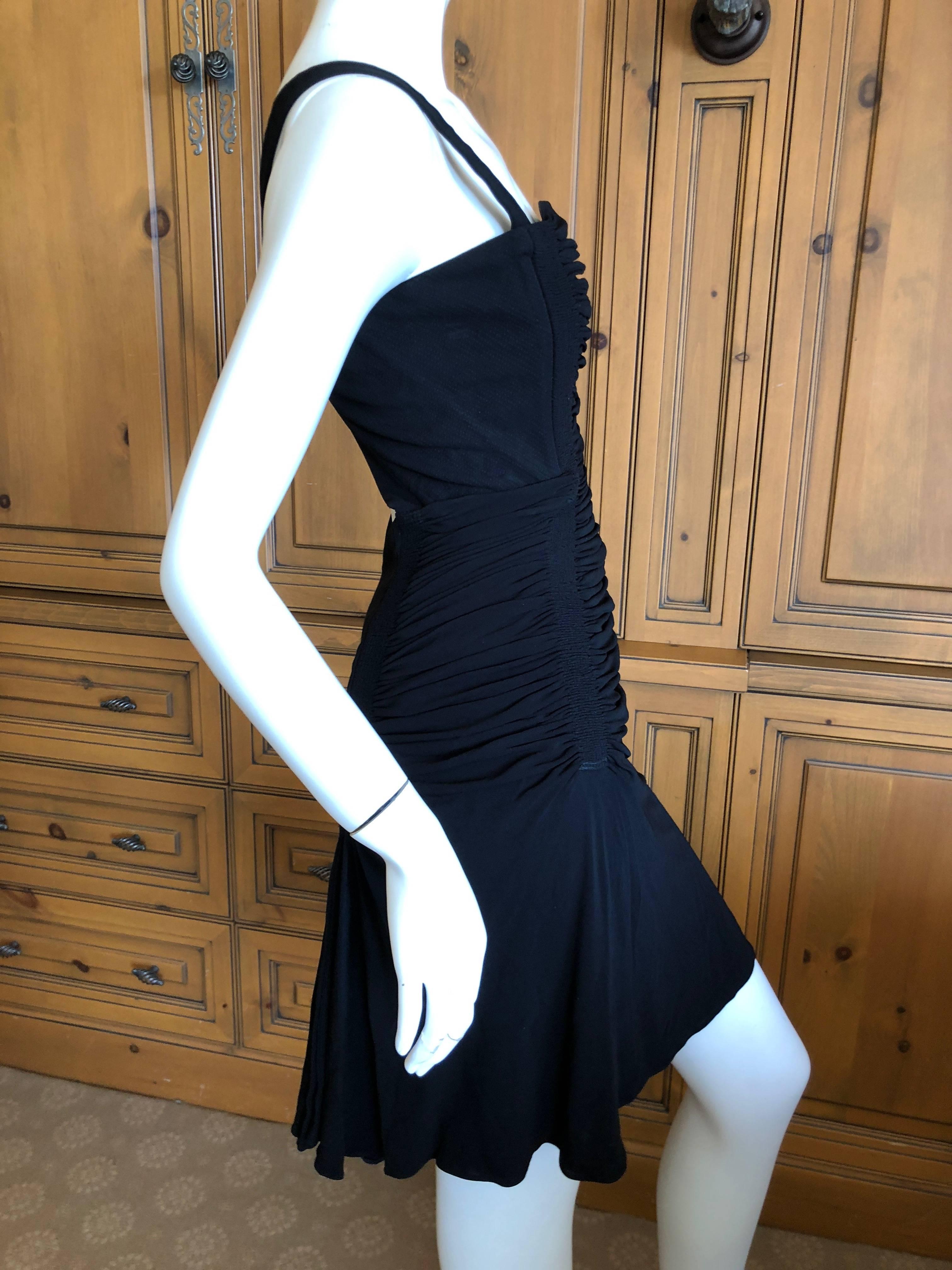 Azzedine Alaia Vintage 1990's Black Ruched Cross Back Mini Dress  For Sale 2