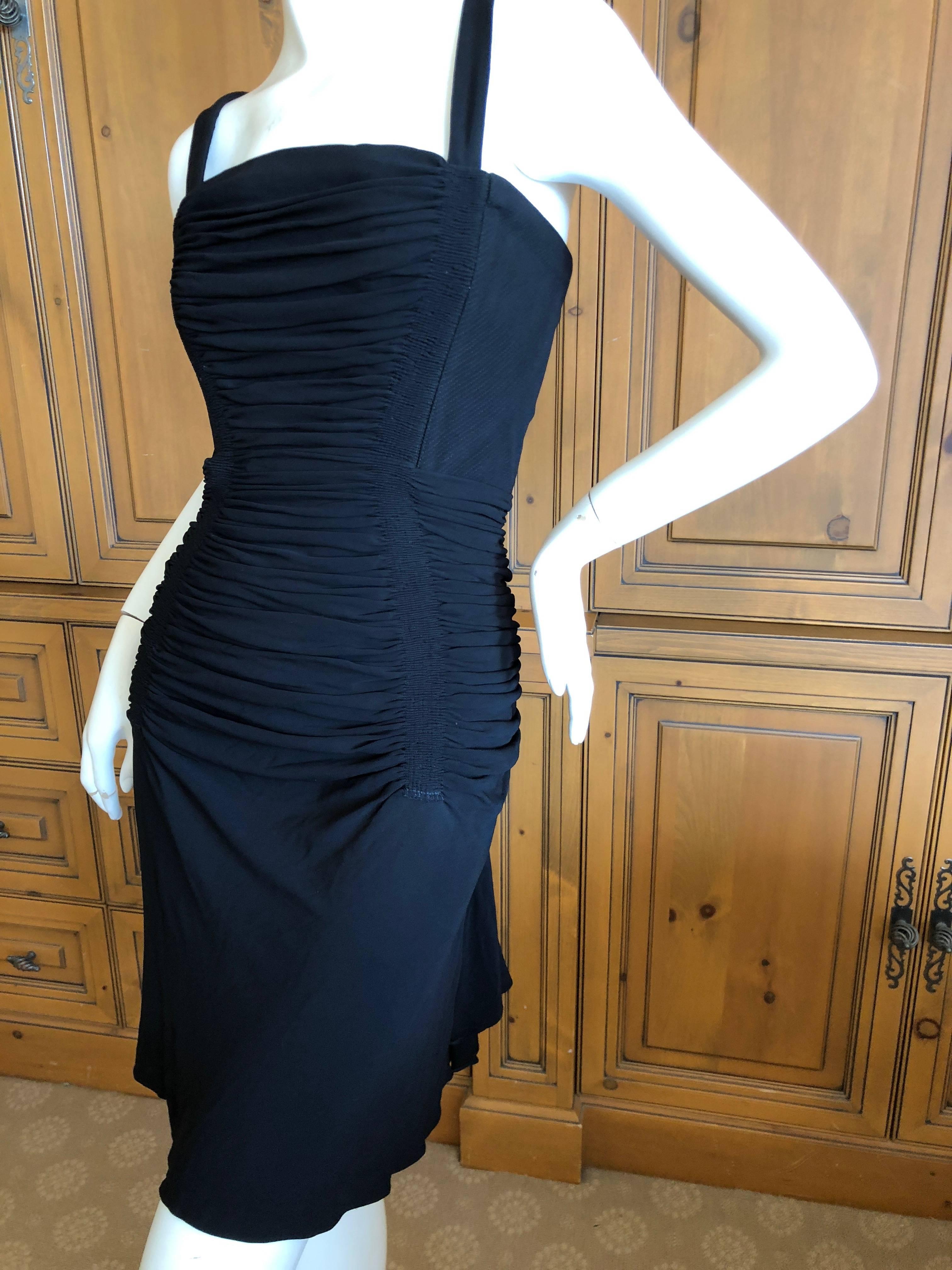 Azzedine Alaia Vintage 1990's Black Ruched Cross Back Mini Dress  For Sale 4