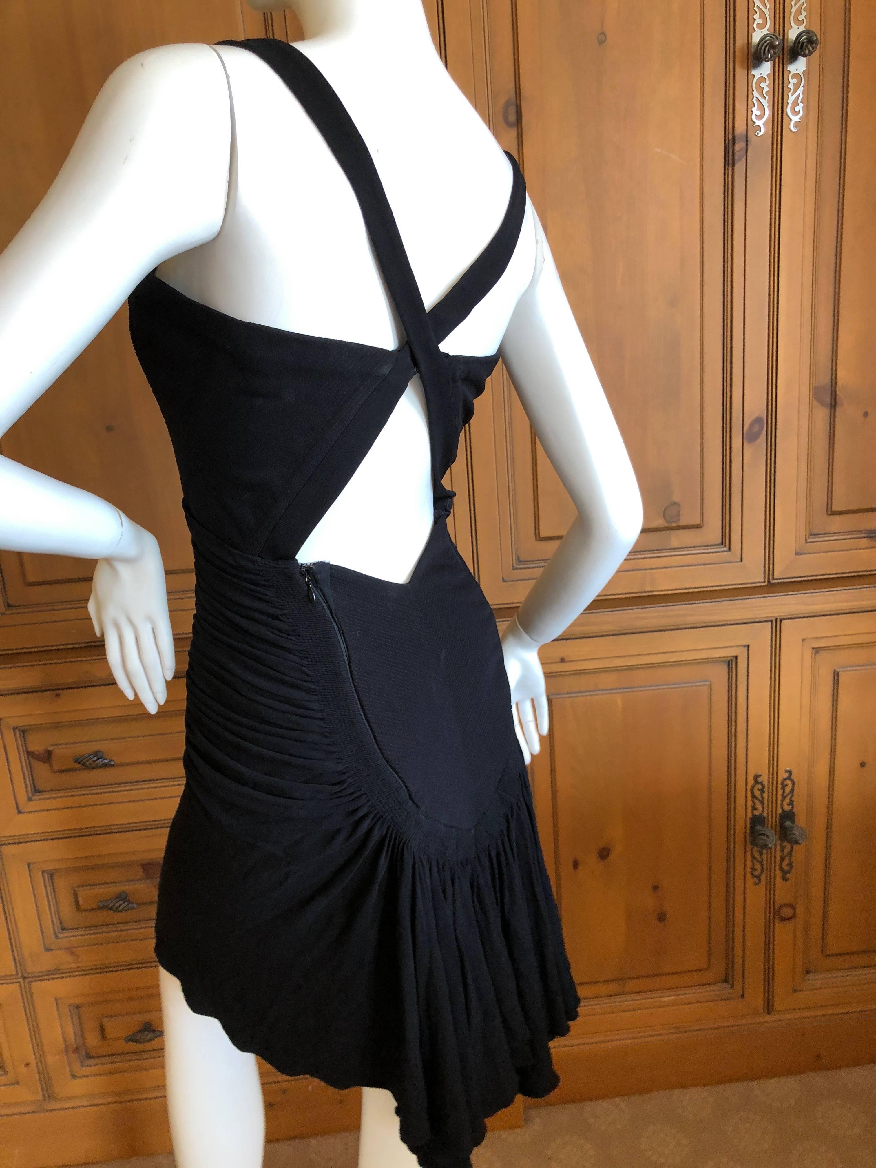 Azzedine Alaia Vintage 1990's Black Ruched Cross Back Mini Dress  For Sale 7