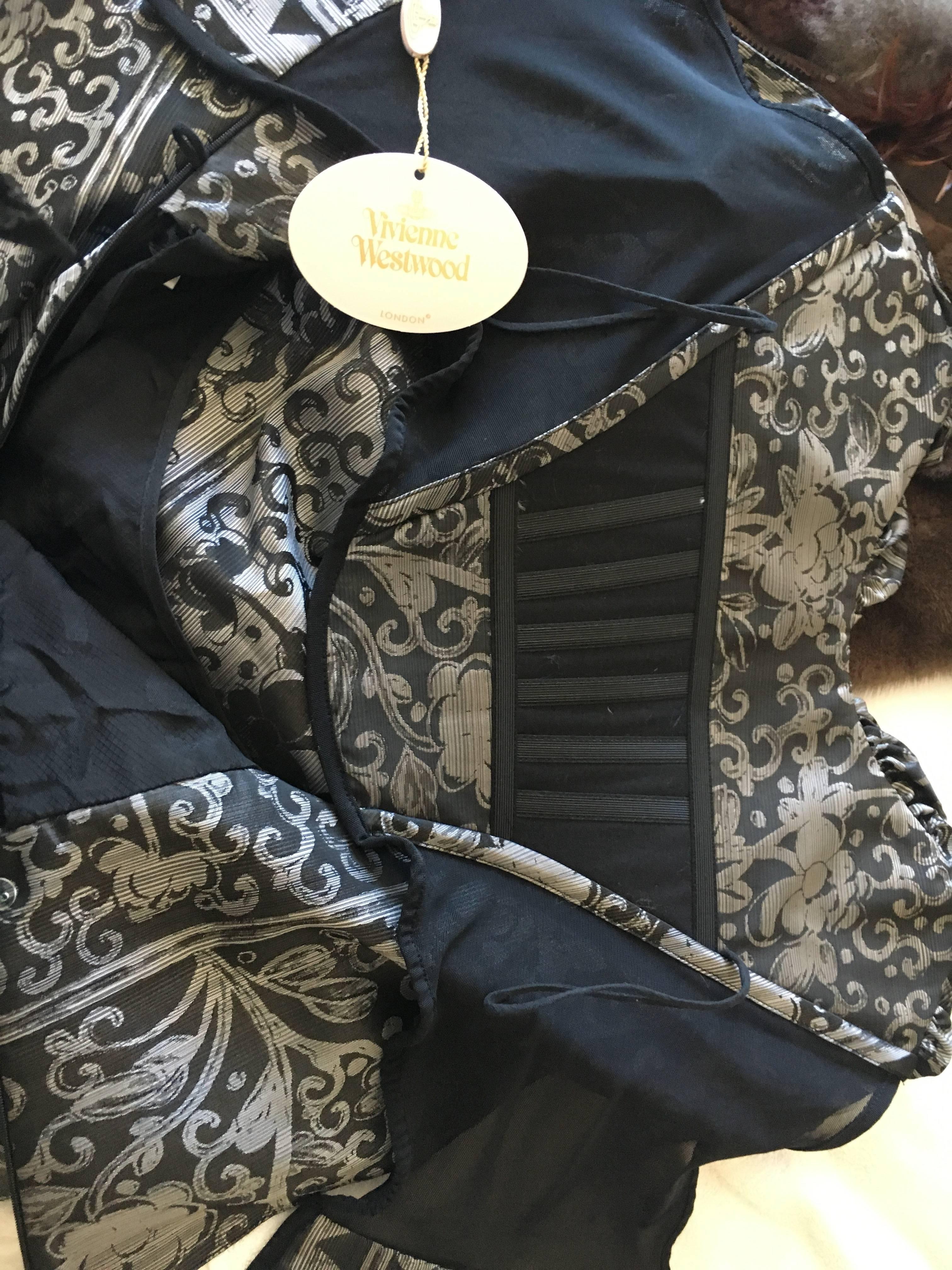 Vivienne Westwood Gold Label Silver and Black Built In Corset Cocktail Dress  For Sale 2