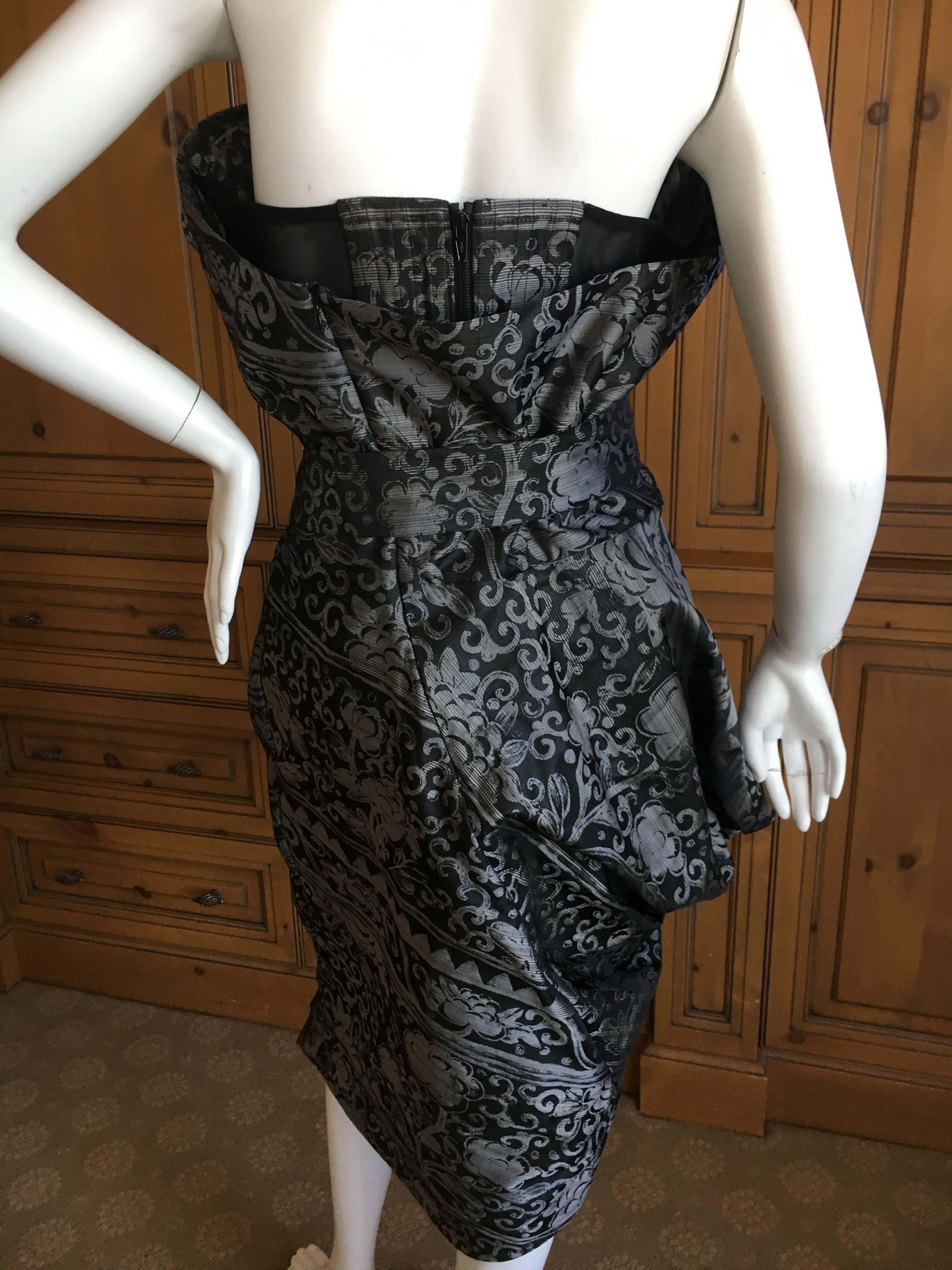 Vivienne Westwood Gold Label Silver and Black Built In Corset Cocktail Dress  For Sale 3