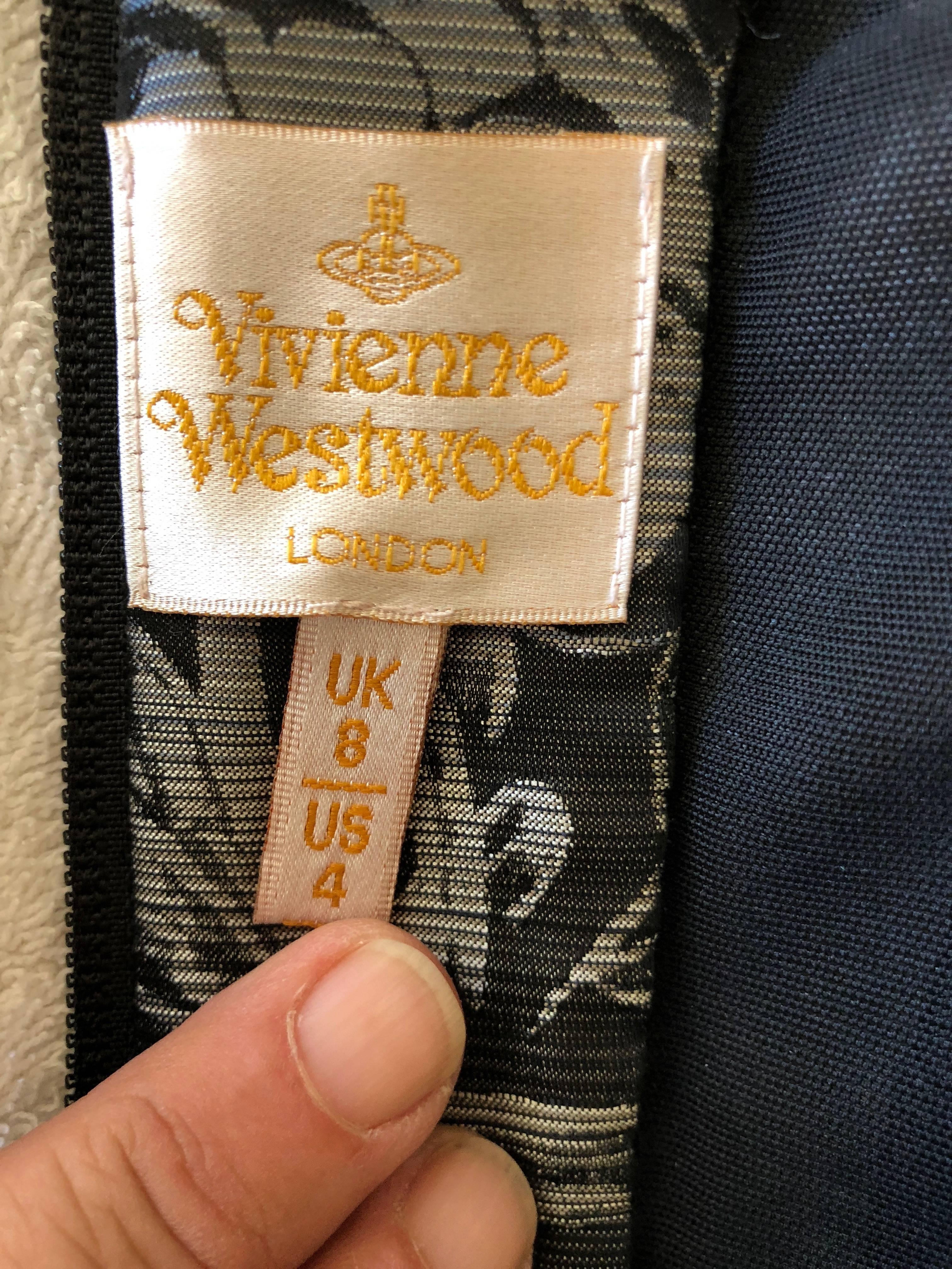 Vivienne Westwood Gold Label Silver and Black Built In Corset Cocktail Dress  For Sale 4