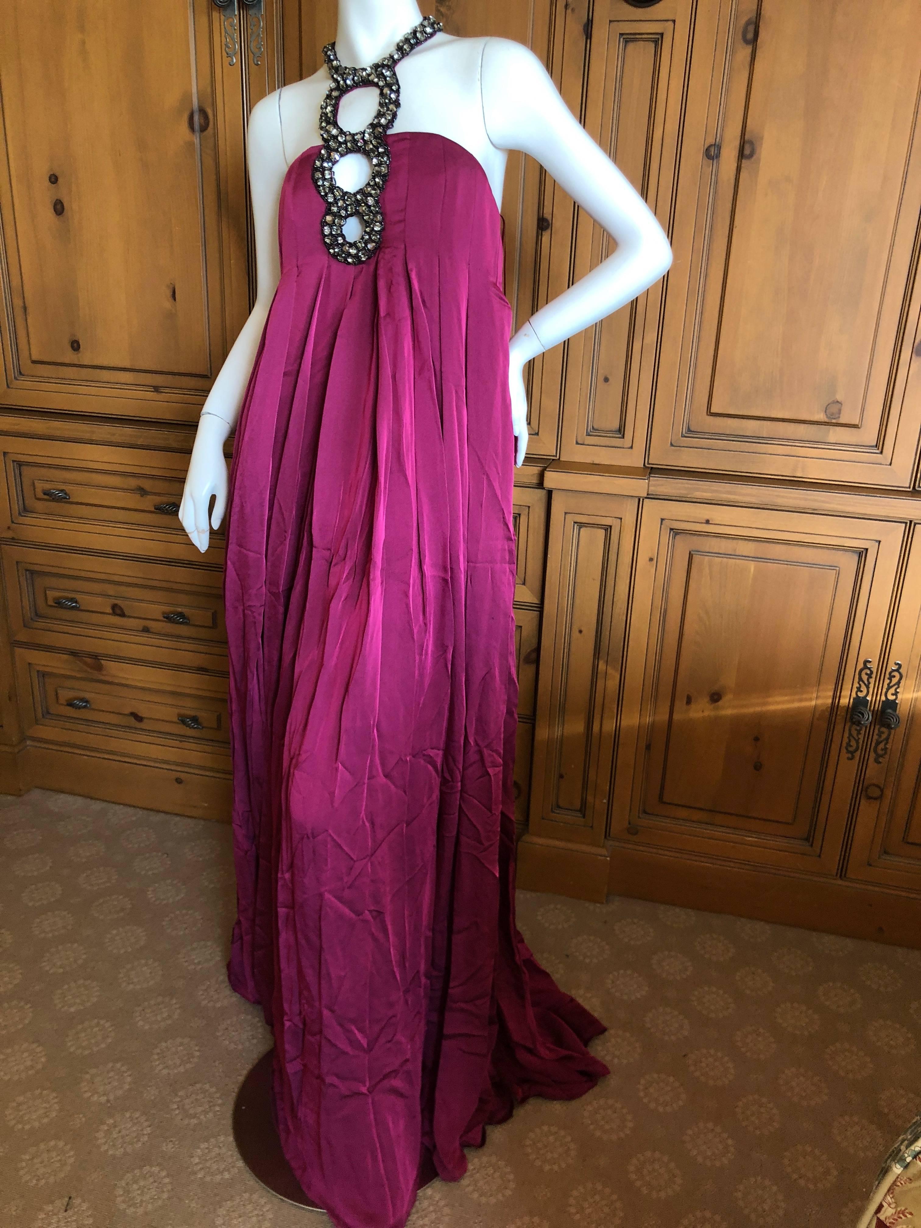 Women's Azzaro Iconic Red Keyhole Evening Gown with Crystal  Details For Sale