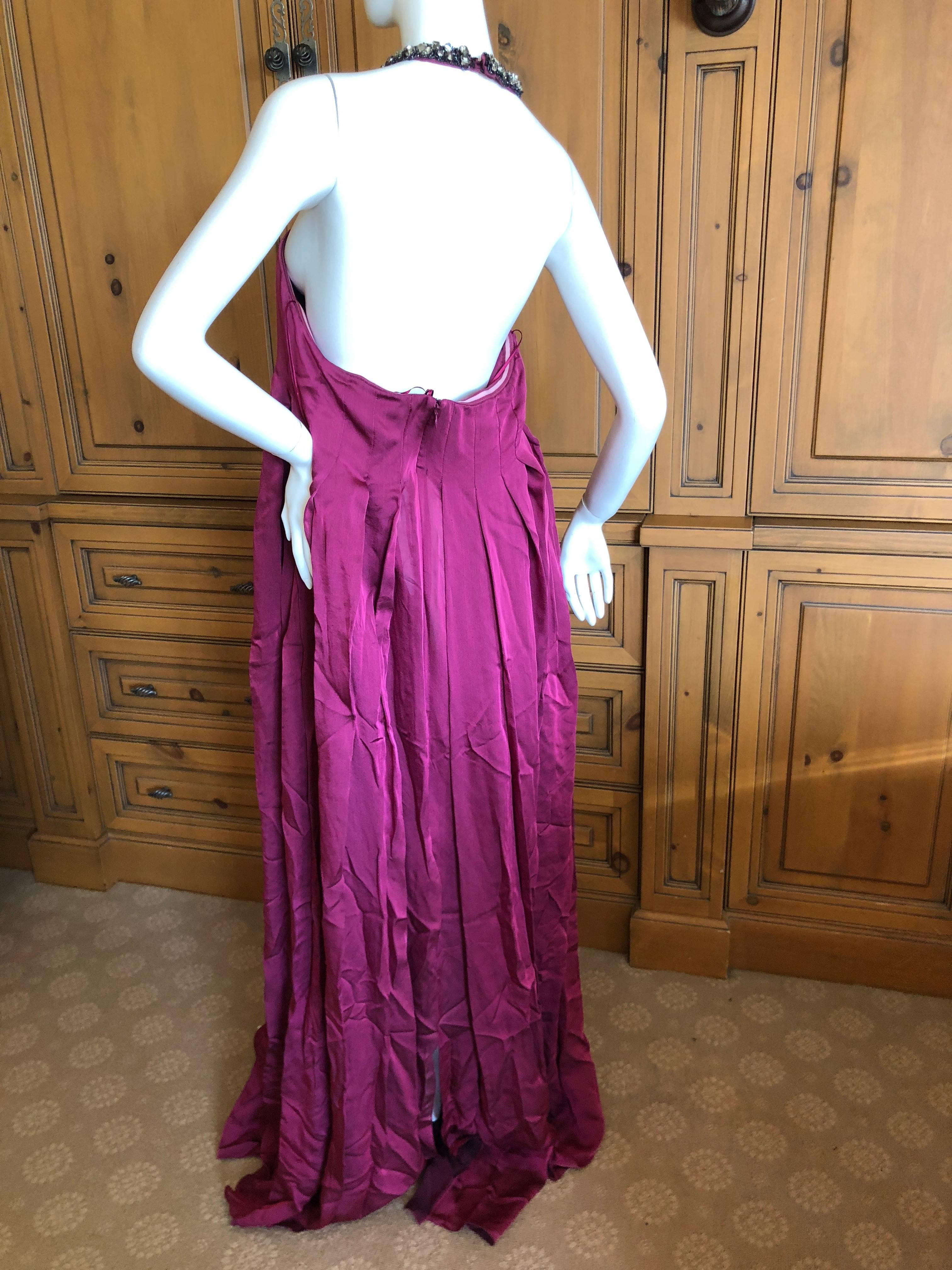Azzaro Iconic Red Keyhole Evening Gown with Crystal  Details For Sale 4