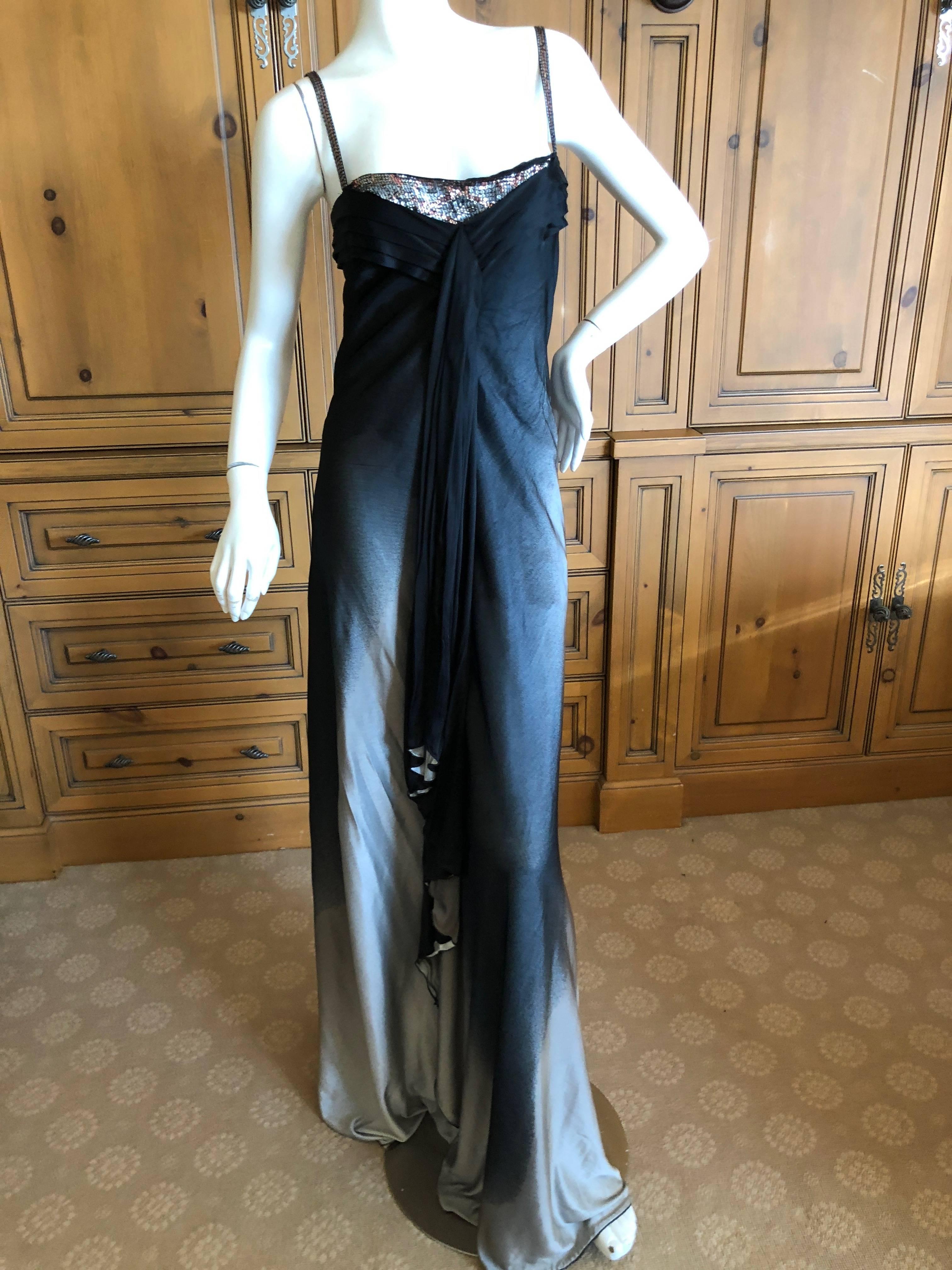 Women's Christian Lacroix Silver and Black Vintage Silk Evening Dress with Sequin Detail For Sale